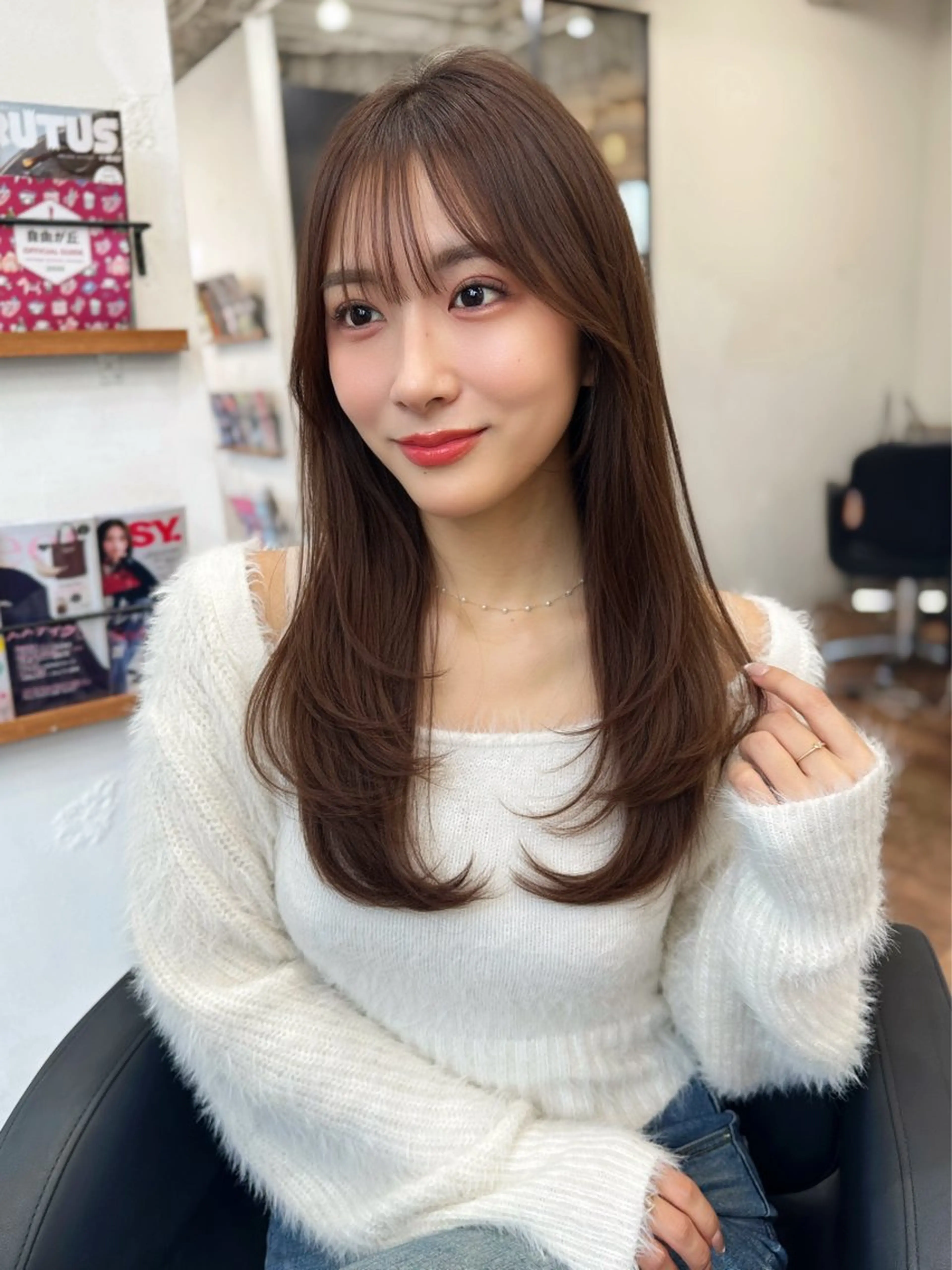 ロング レイヤーカット シースルーバング レイヤー/顔周り 田山　穂波のヘアスタイル