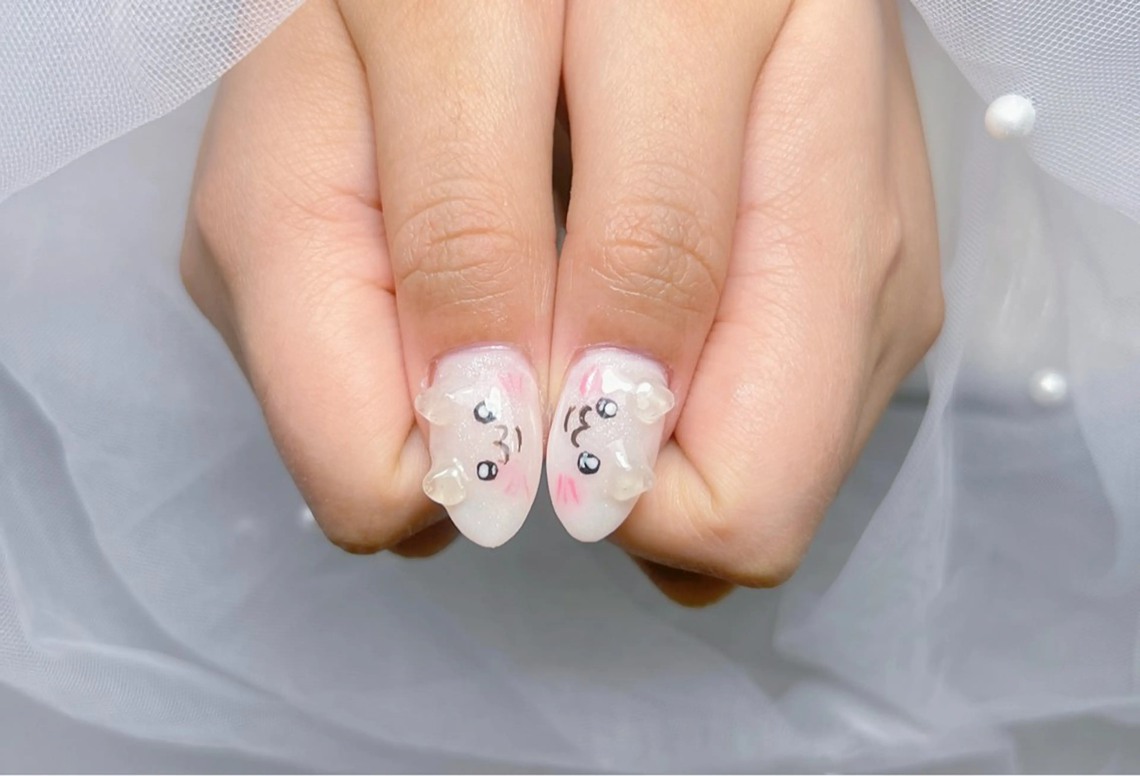 ネイル アートネイル オーロラネイル チークネイル 長さ出し フットネイル Miya _nailのネイルデザイン