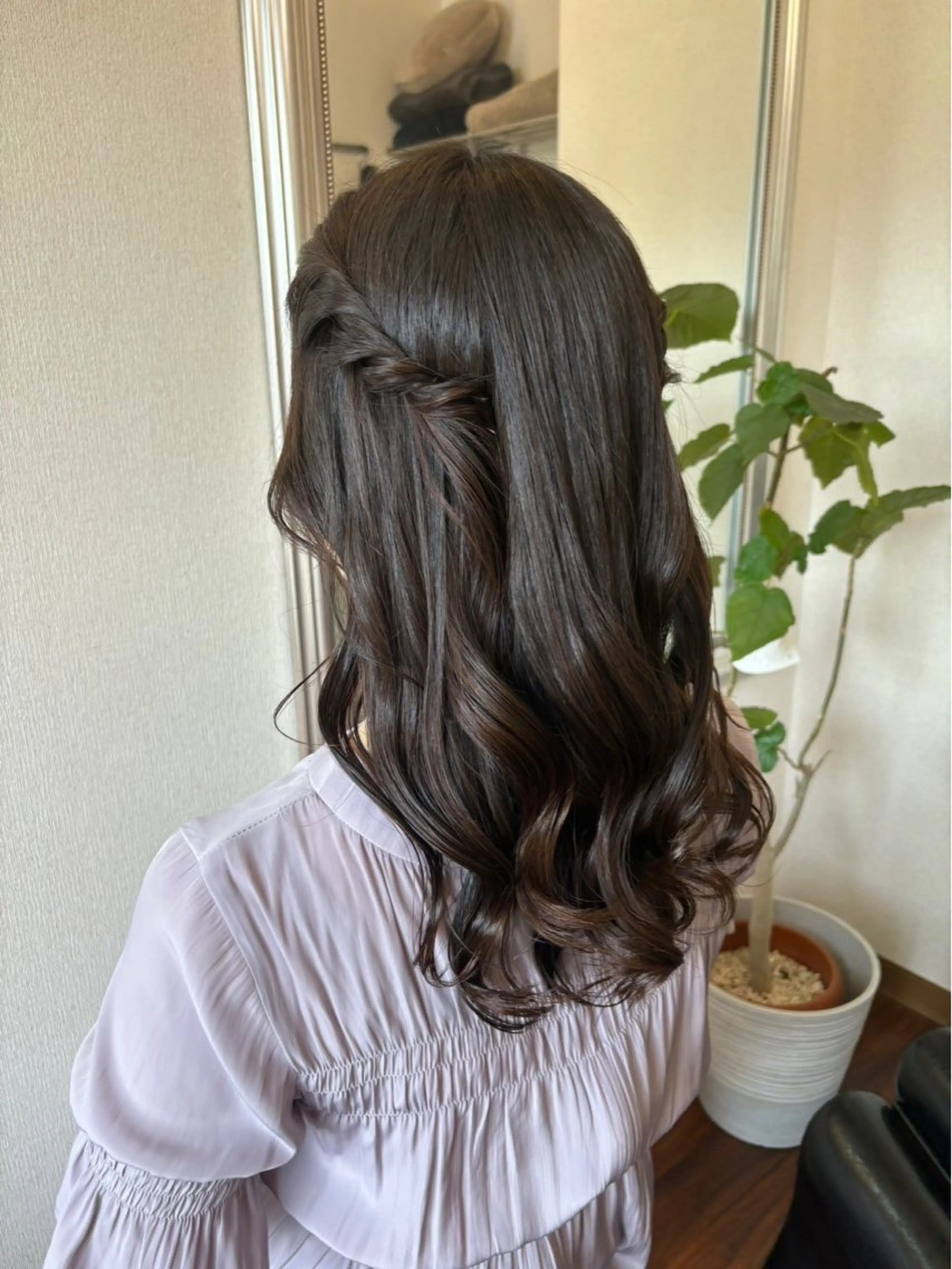 ミディアム カラー パーマ ヘアアレンジ ハーフアップ カット トリートメント ヘアセット 隠れ家サロンso you所属・yukimi .のヘアスタイル