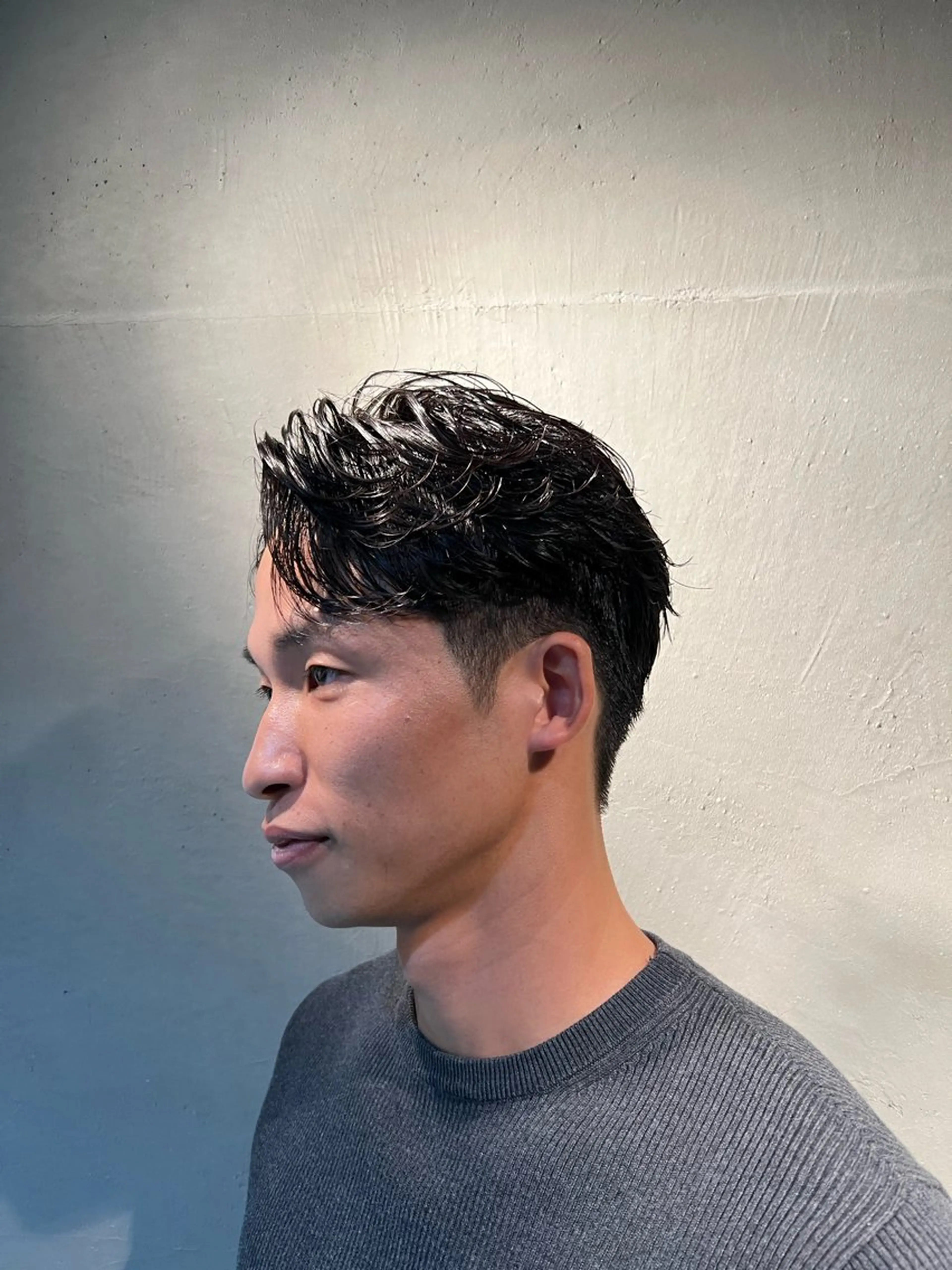 ショート パーマ メンズ メンズパーマ 刈り上げ かきあげバング 💥メンズパーマ /表参道/モント💥のヘアスタイル