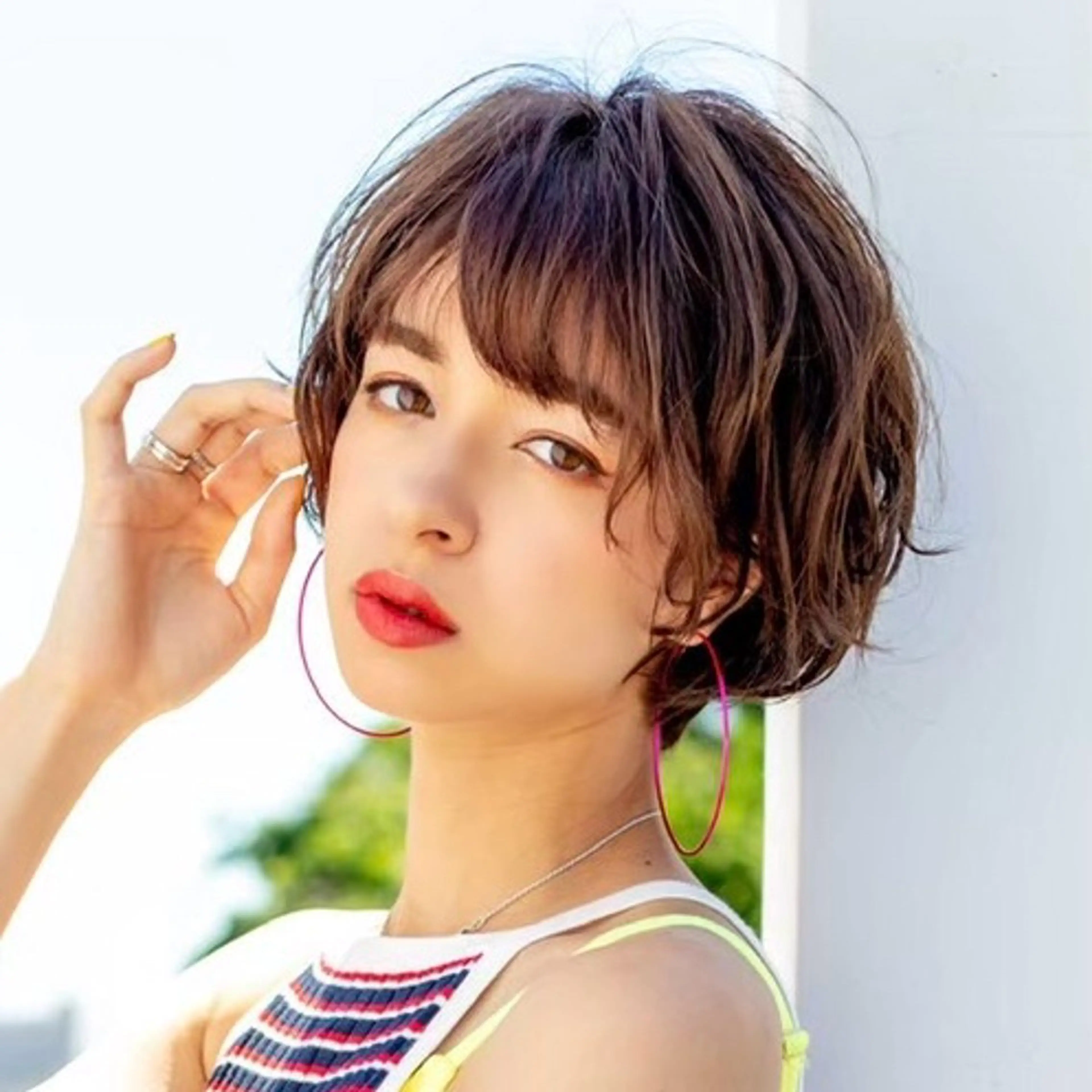 ショート パーマ りな💗垢抜け前髪/ レイヤー💗縮毛矯正のヘアスタイル