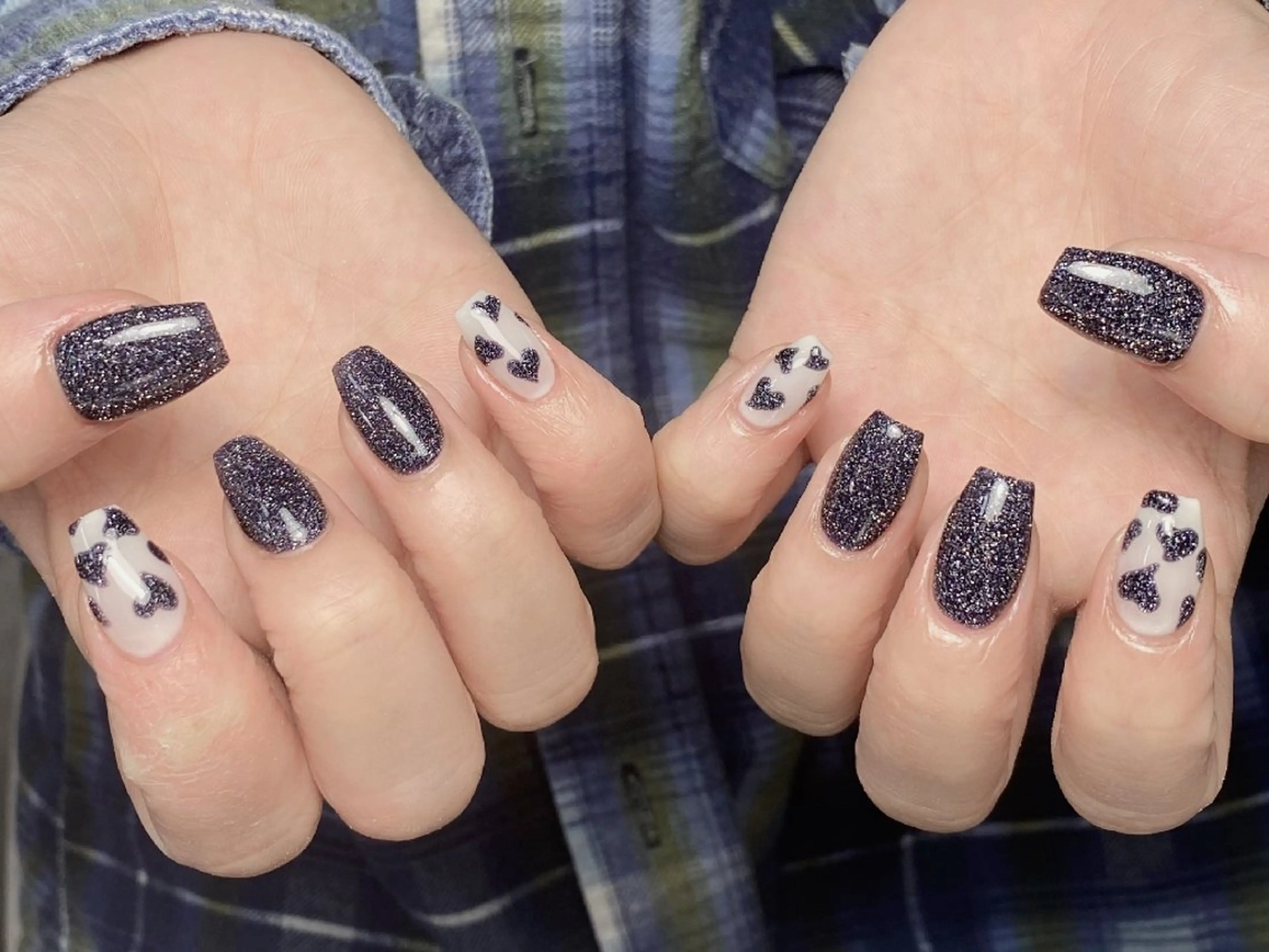 ネイル チークネイル 長さ出し フレンチネイル ジェルネイル キラキラネイル ハンドネイル UM Nail Salonのネイルデザイン