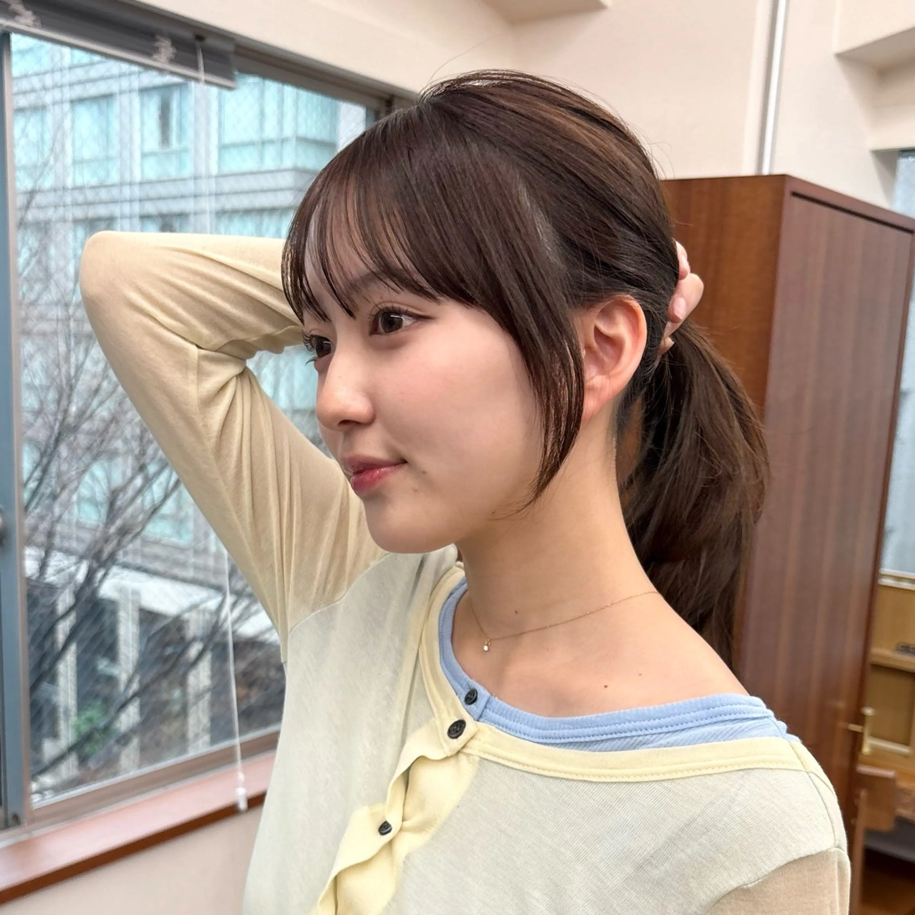 ミディアム カット ヘアカラー トリートメント 透明感カラー/顔周り カット/ののか💞のヘアスタイル