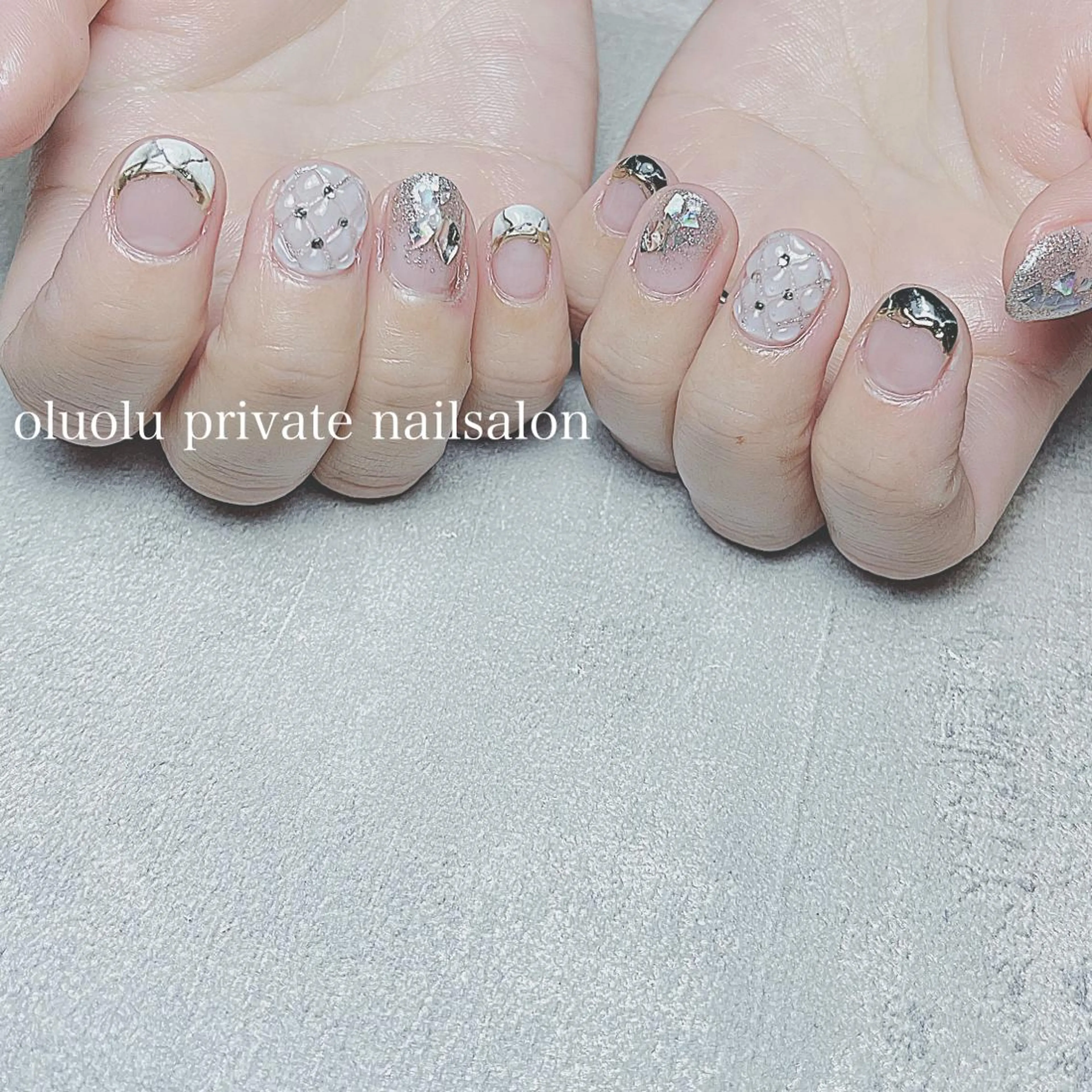 ネイル アートネイル フレンチネイル ジェルネイル 大理石ネイル(マーブル) ニュアンスネイル ハンドネイル 大村 紬華のネイルデザイン