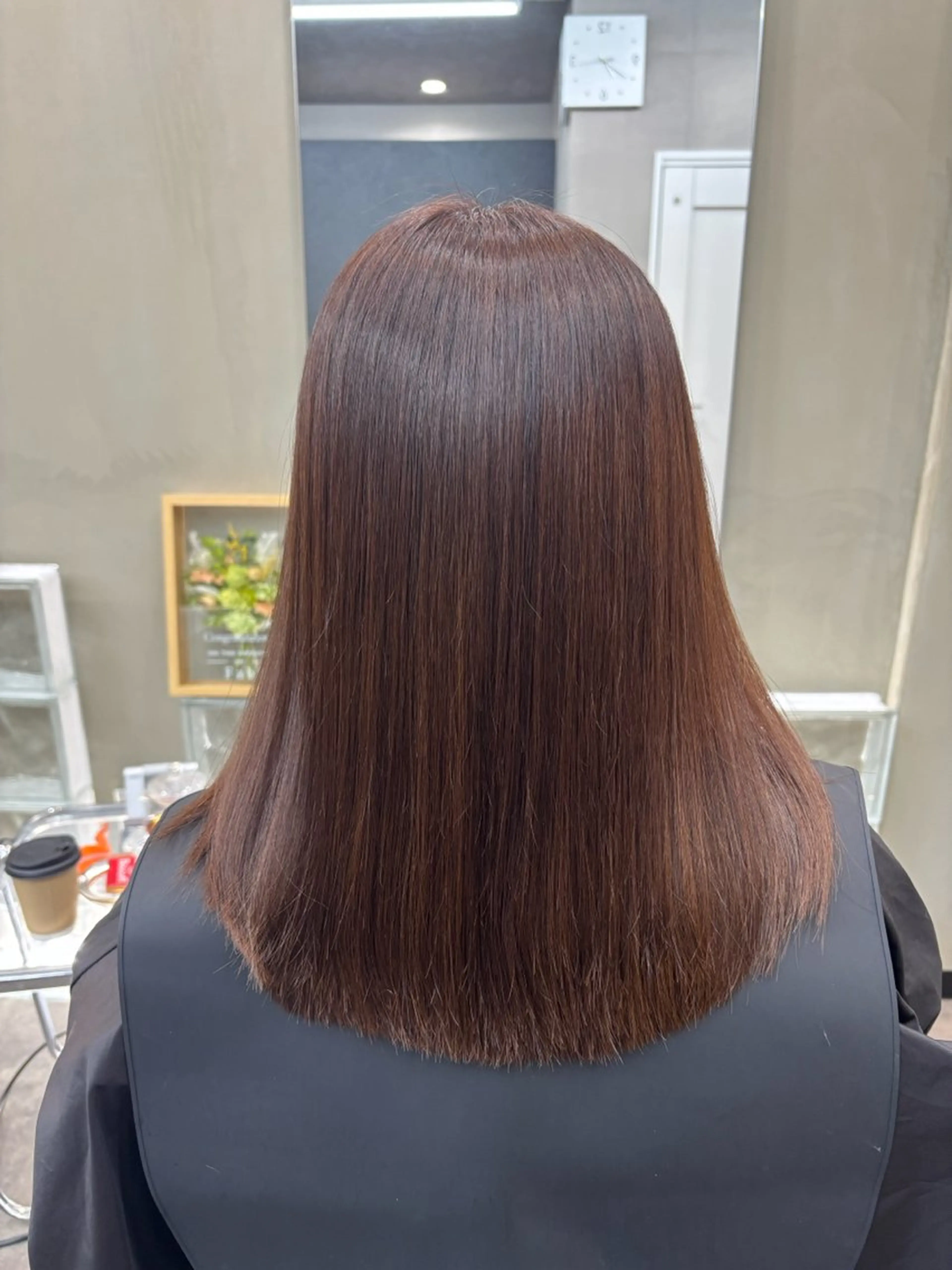 ミディアム カット 縮毛矯正 トリートメント 髪質改善ストレート/ ブリーチ／渋谷　福田のヘアスタイル