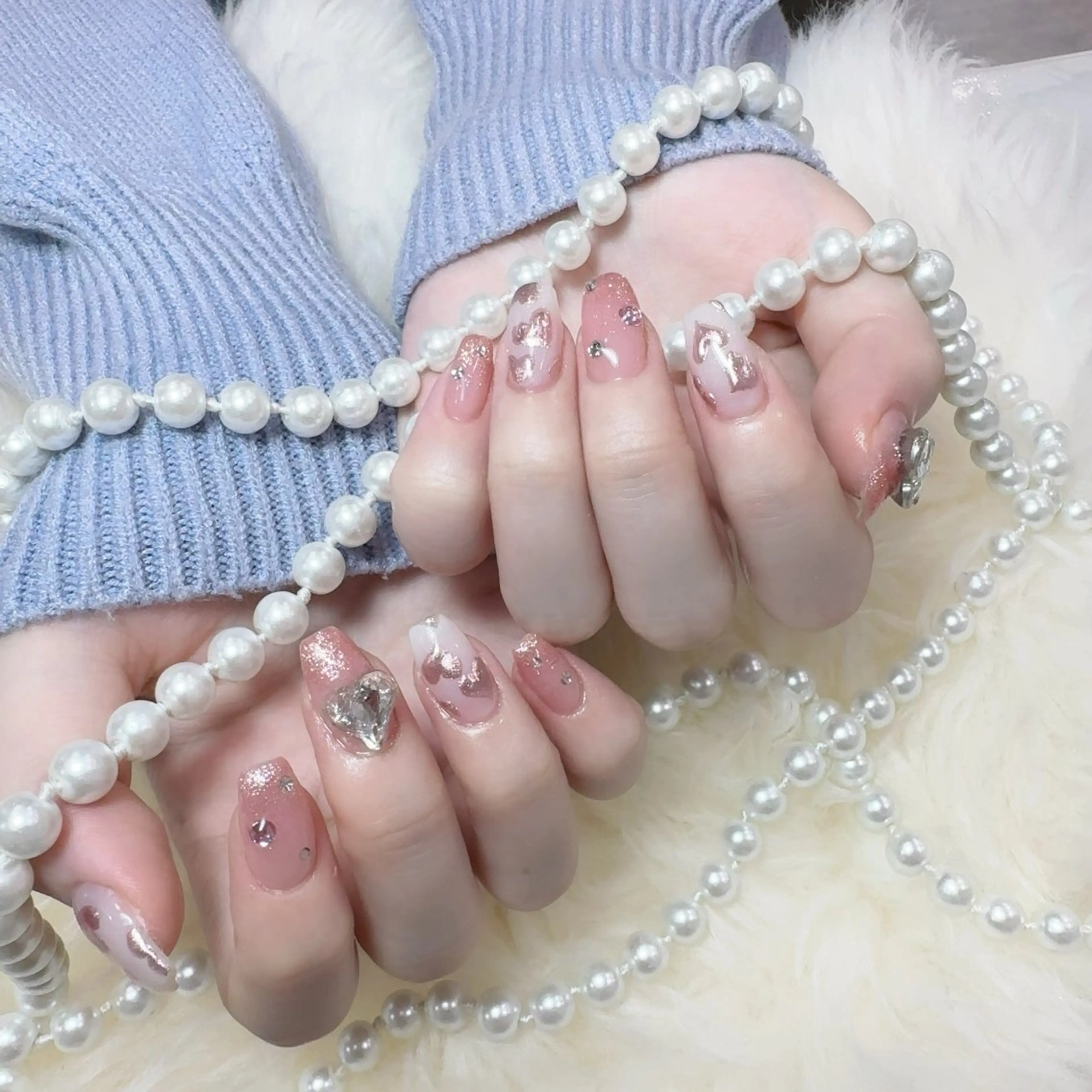 ネイル アートネイル フラッシュネイル フレンチネイル ジェルネイル ガラスフレンチ You&Me Yukiのネイルデザイン