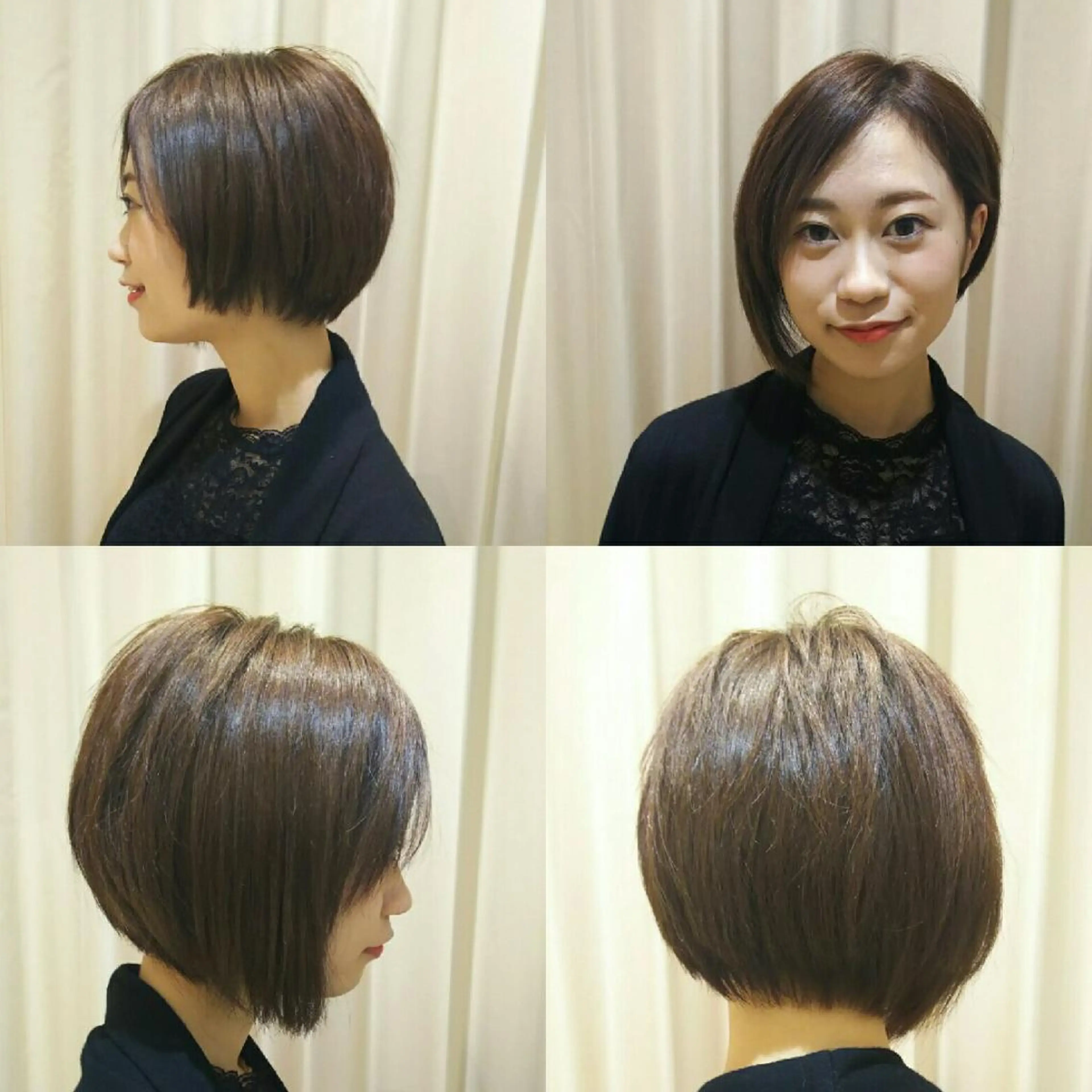 ショート ボブ カット 縮毛矯正 トリートメント 藤森 希美のヘアスタイル