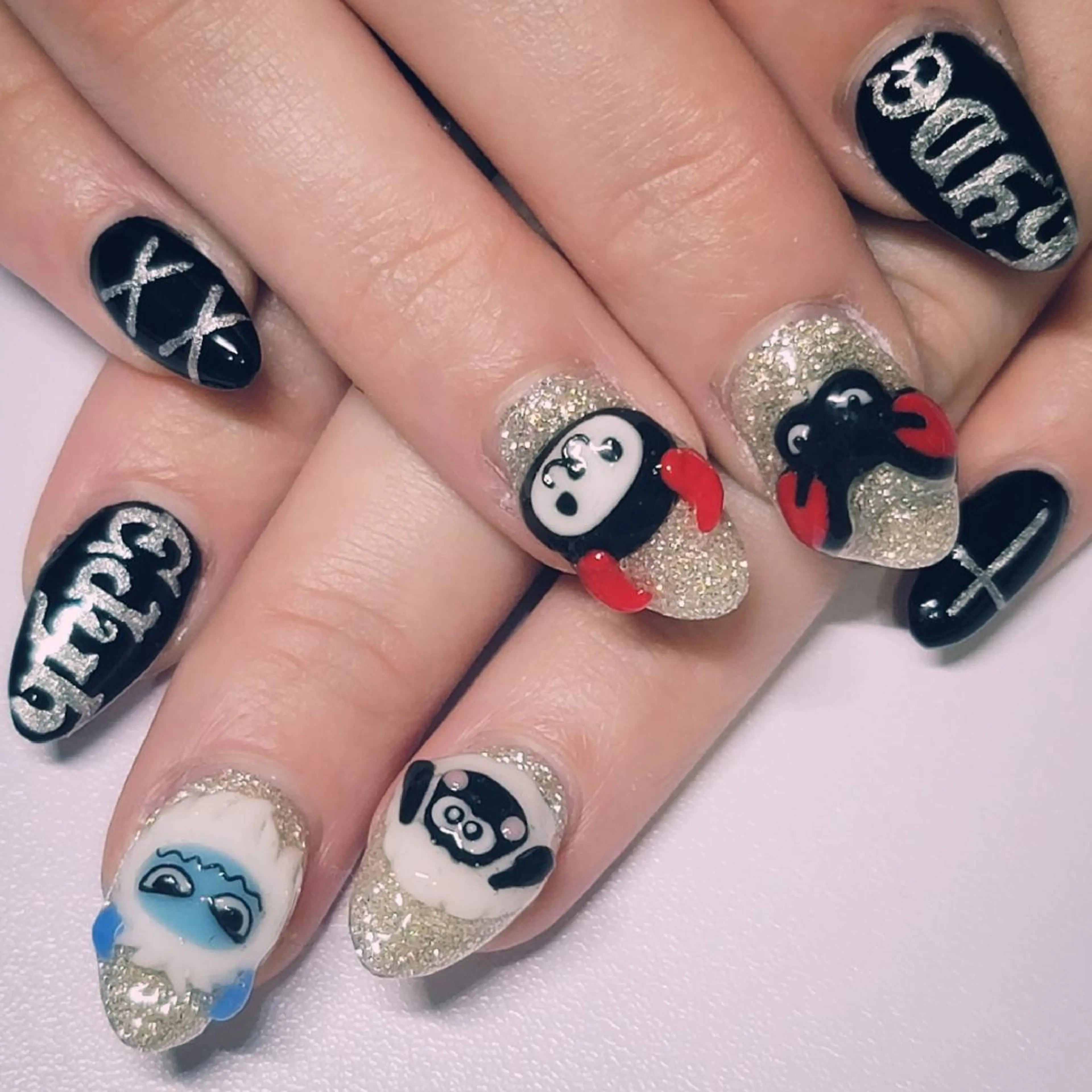 ネイル アートネイル ラメ(グリッター) シルバー ハンドネイル よしだ ひろきのネイルデザイン