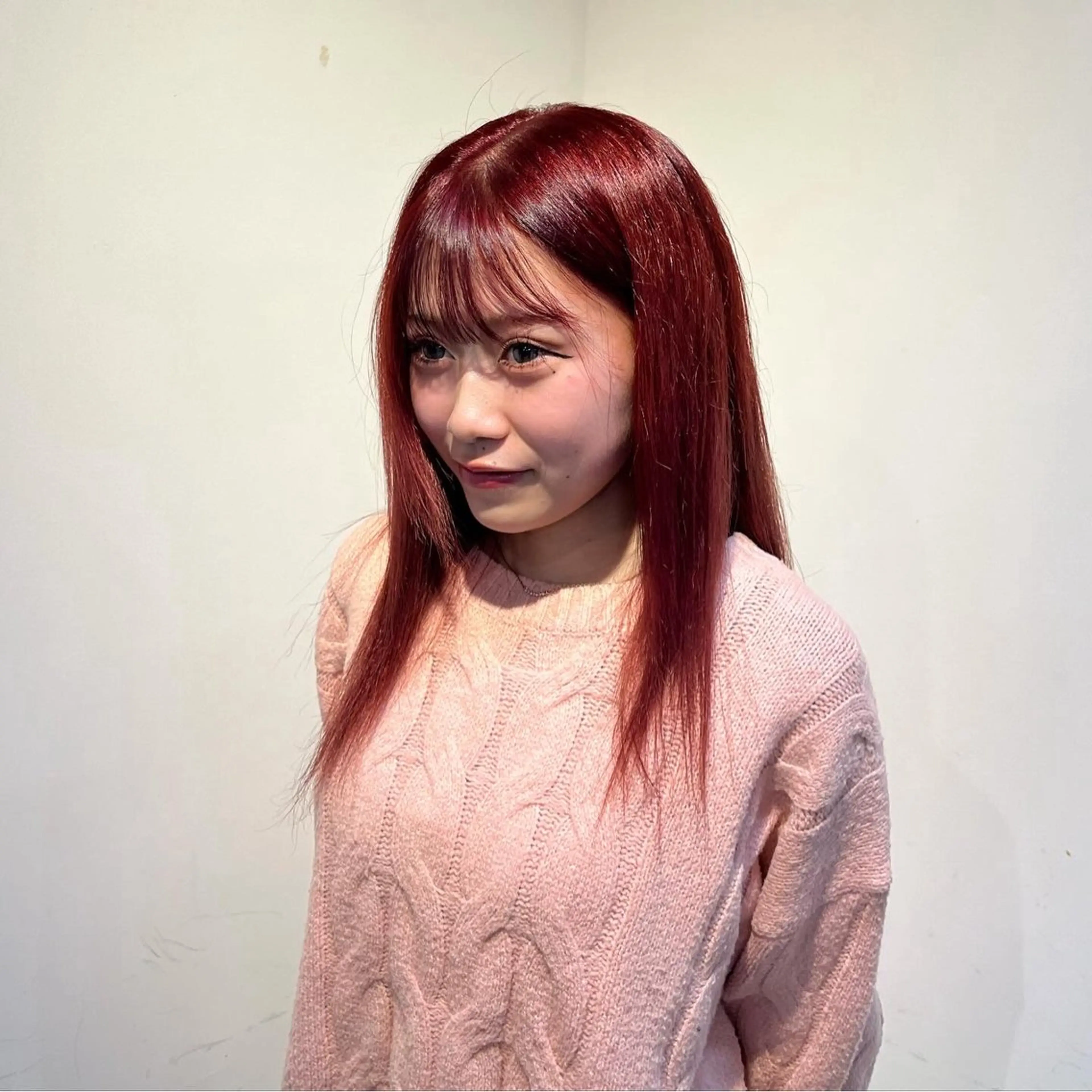 カラー ブリーチ ダブルカラー ブリーチなしカラー レッドカラー 本木下朋花/髪質 改善×ダブルカラーのヘアスタイル