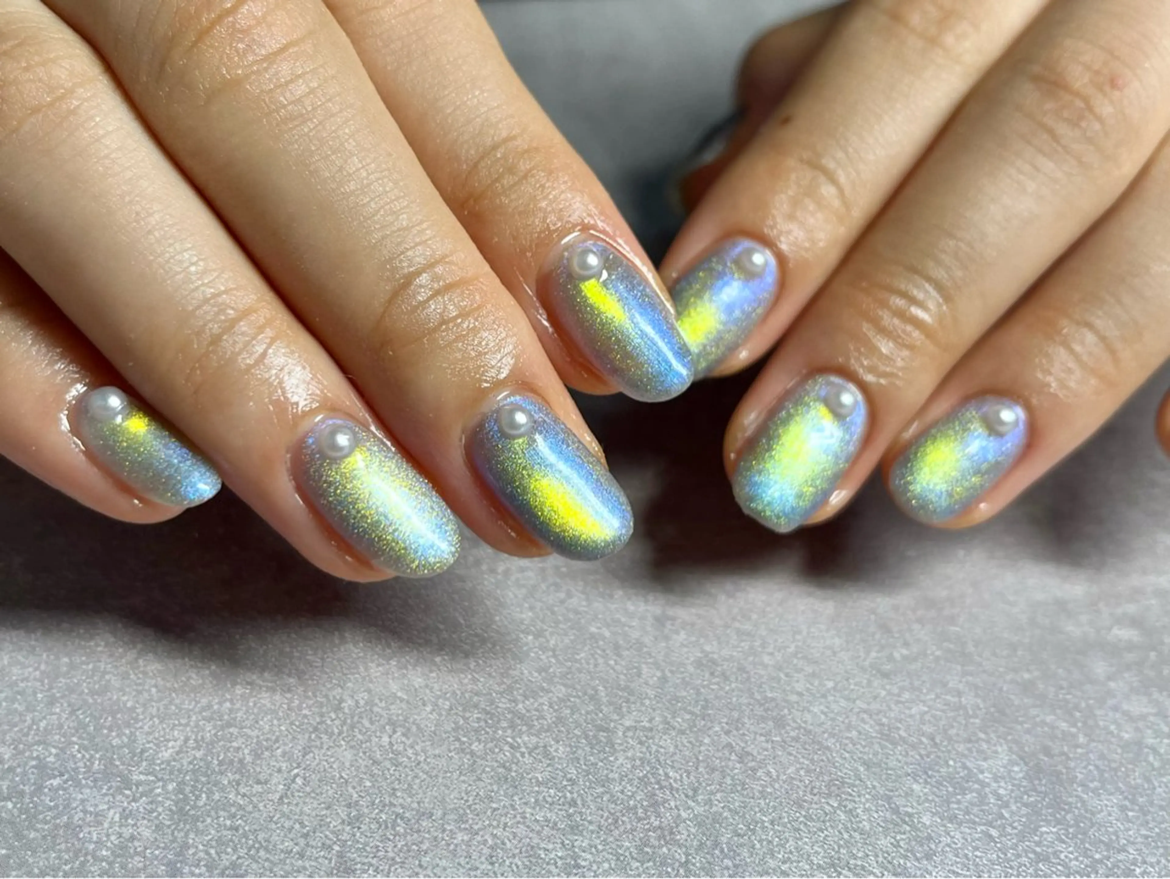 ネイル ブルー マグネットネイル 夏ネイル kupu所属・ネイルサロン kupuのネイルデザイン