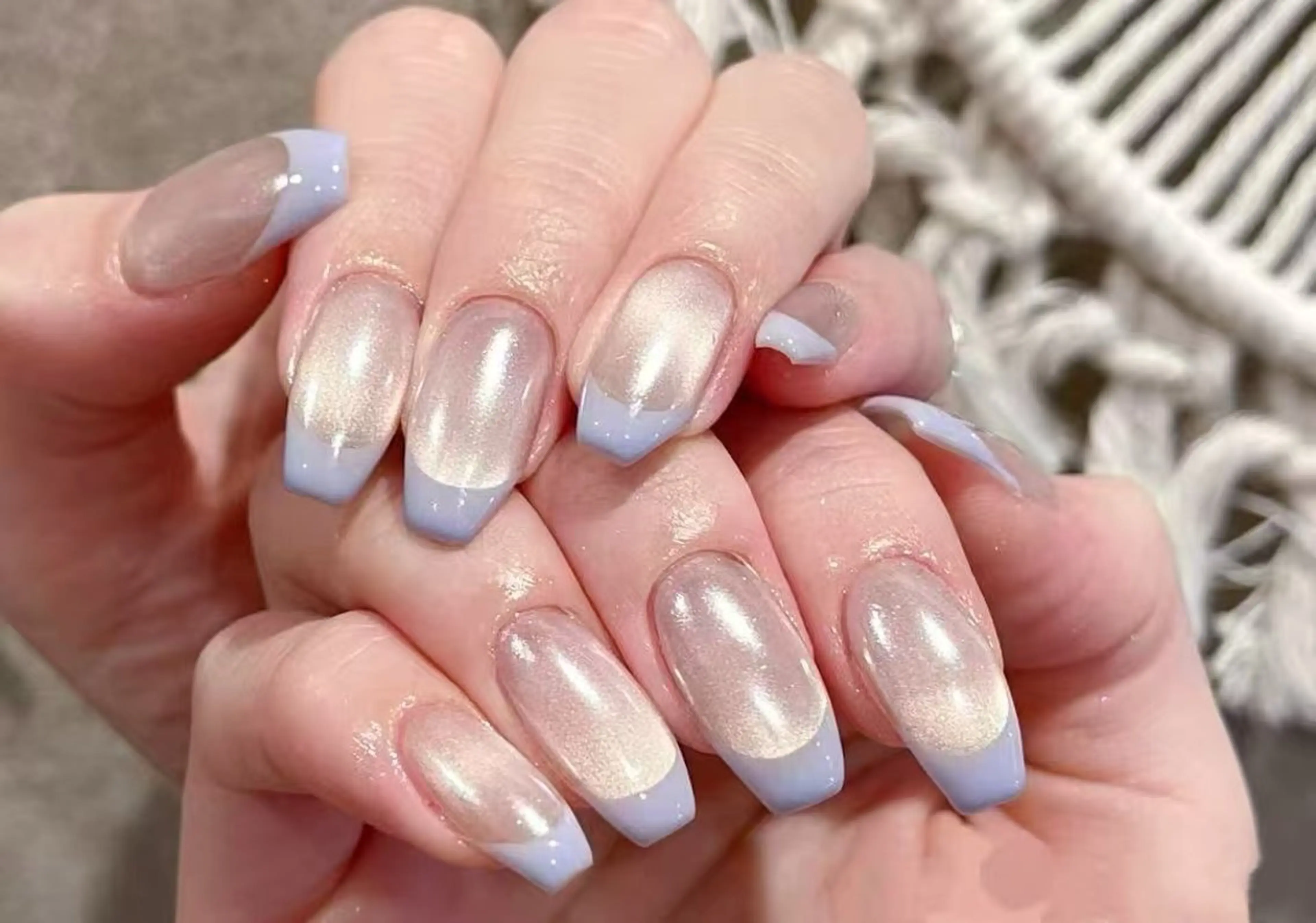 ネイル フラワーネイル フレンチネイル ジェルネイル ガラスフレンチ ハート ハンドネイル BabyYouMi nailのネイルデザイン