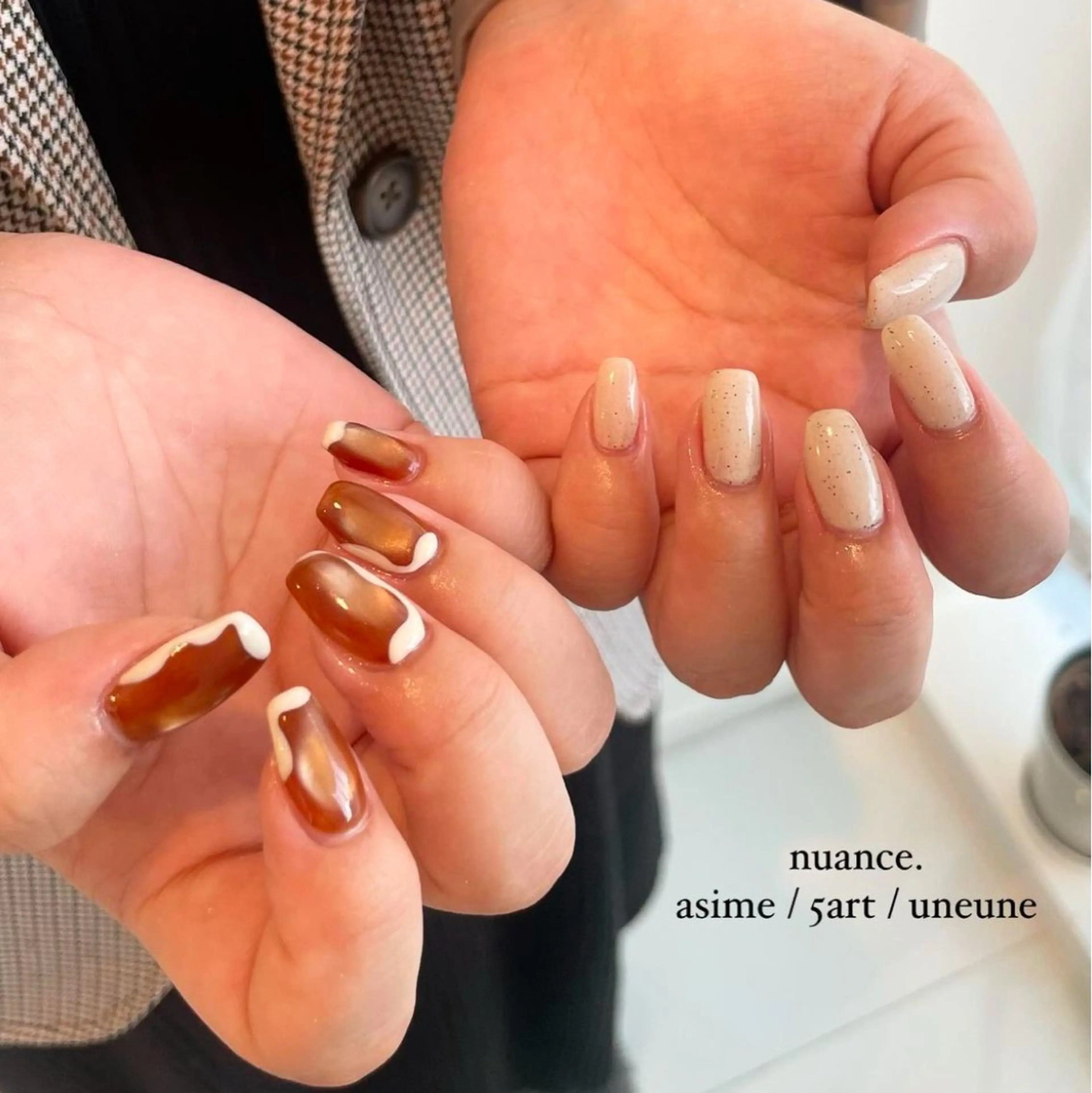 ネイル キラキラネイル 韓国ネイル ニュアンスネイル ハンドネイル pétit所属・pétit hiyoriのネイルデザイン