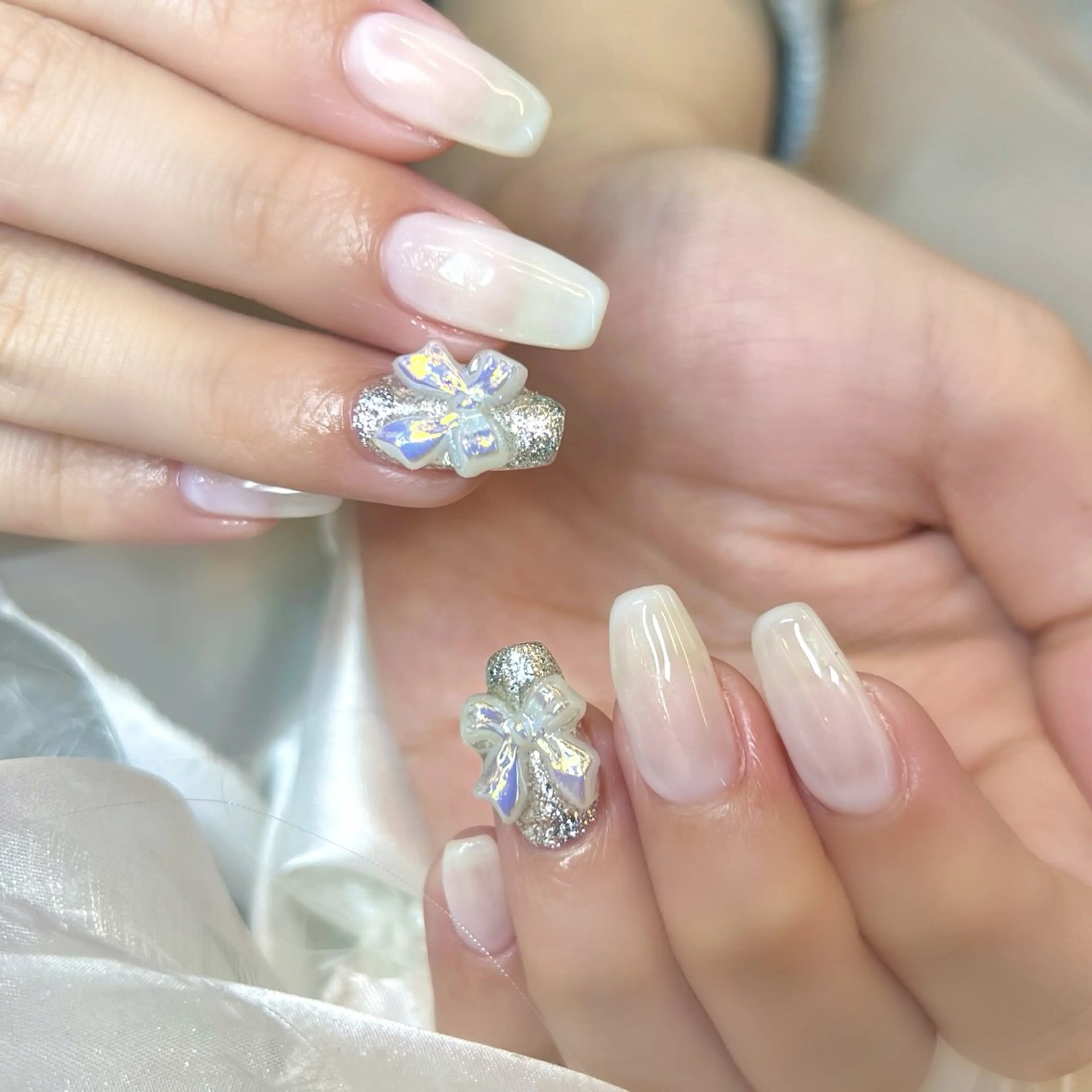 ネイル アートネイル オーロラネイル 入学式 ジェルネイル 韓国ネイル ハンドネイル clover nailのネイルデザイン