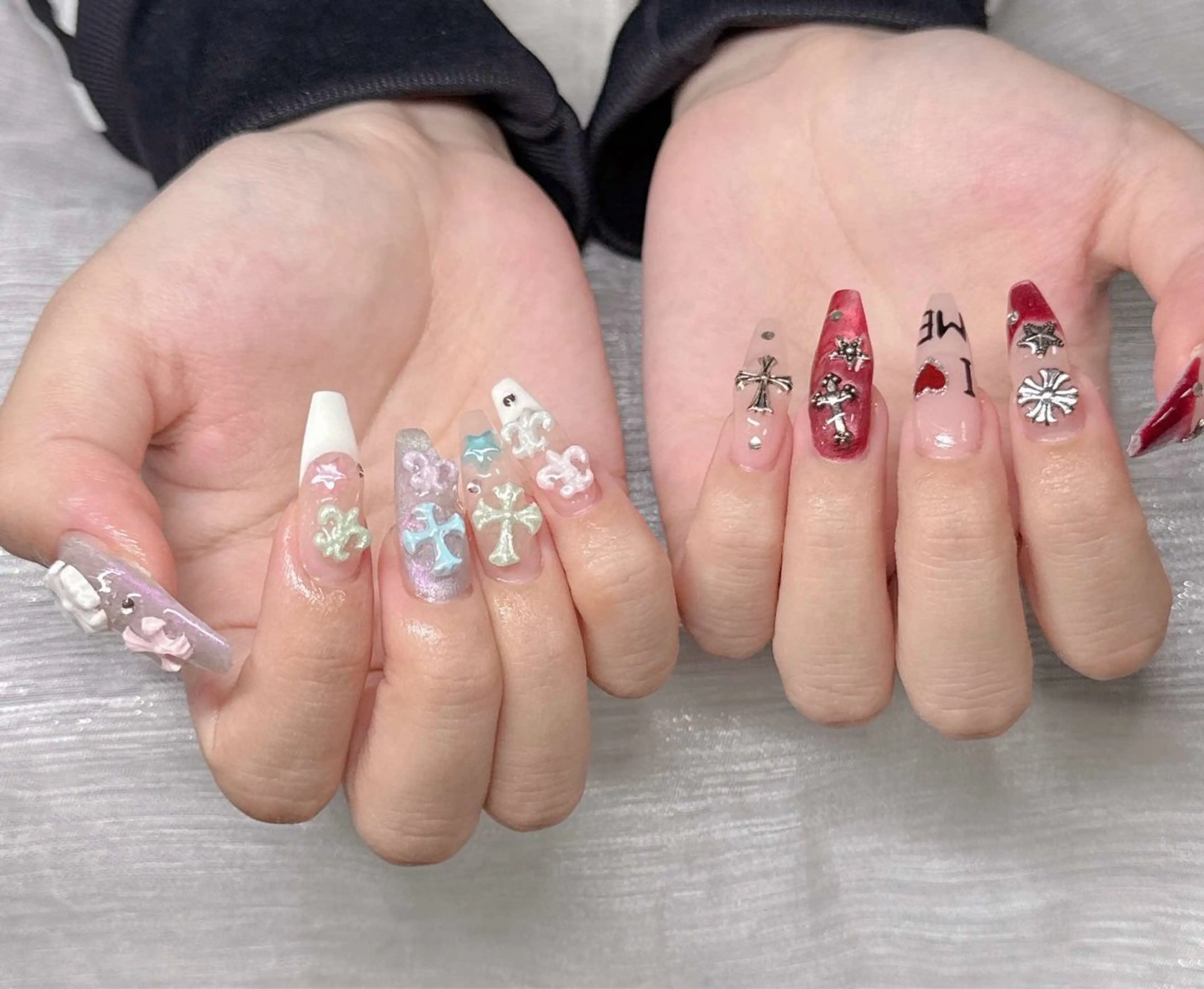 ネイル 長さ出し グラデーション 卒業式 キラキラネイル マグネットネイル ハンドネイル Lee Nailsのネイルデザイン