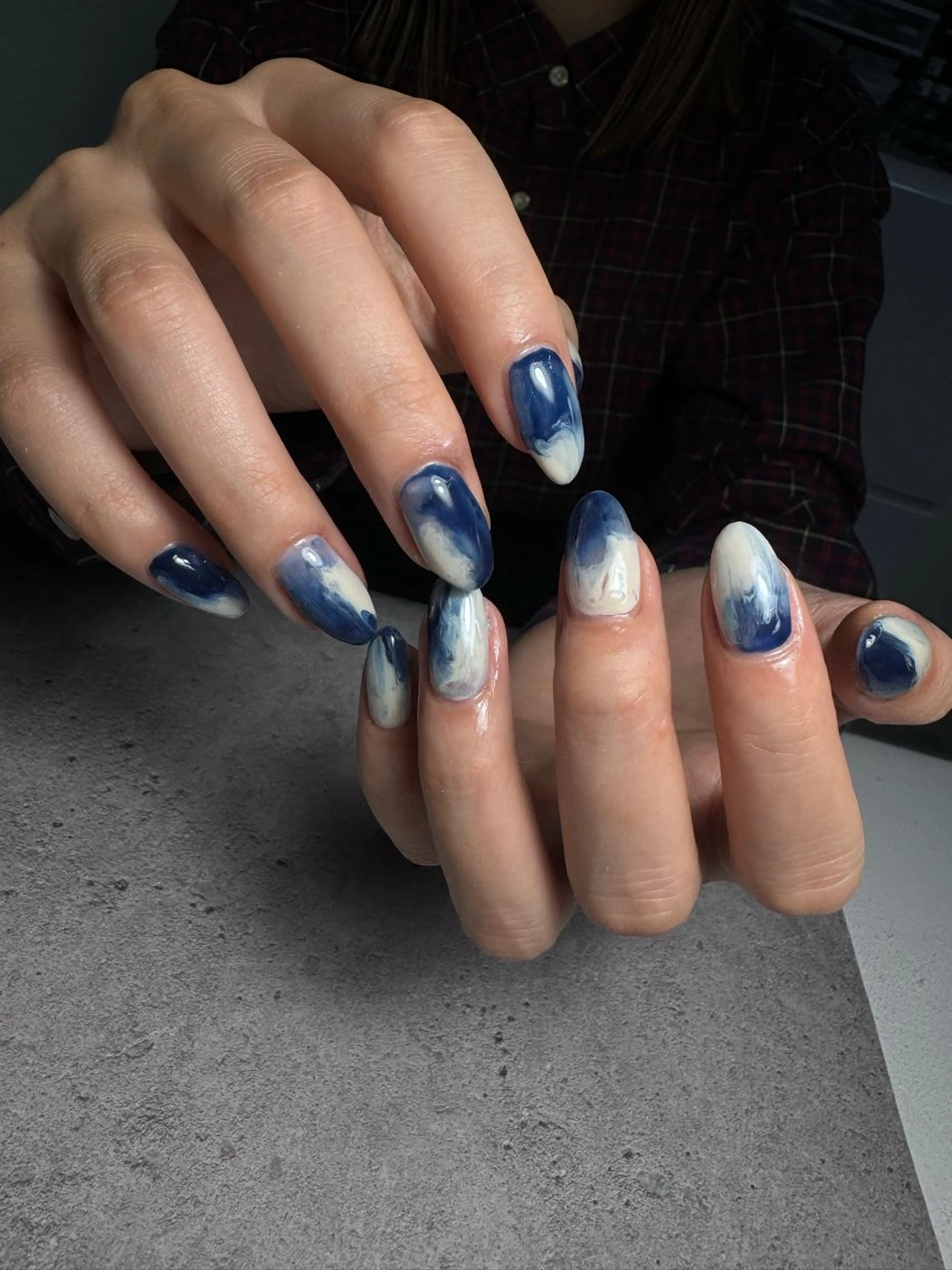 ネイル フレンチネイル マグネットネイル ニュアンスネイル ワンカラーネイル ハンドネイル GRANDE大須 Cecil💜のネイルデザイン