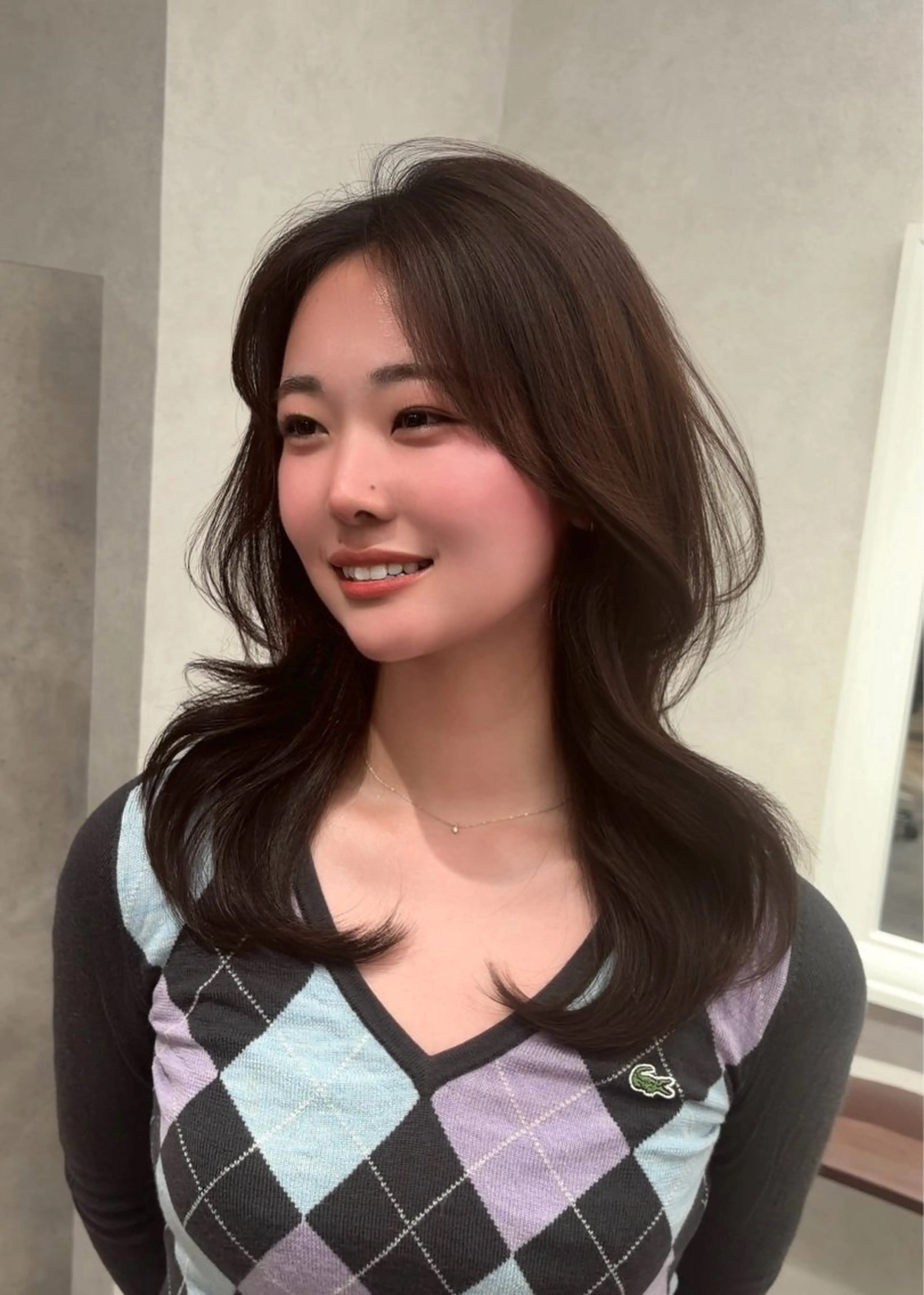 セミロング カット ヘアカラー トリートメント 結べるレイヤーカット /カラー/あさかのヘアスタイル