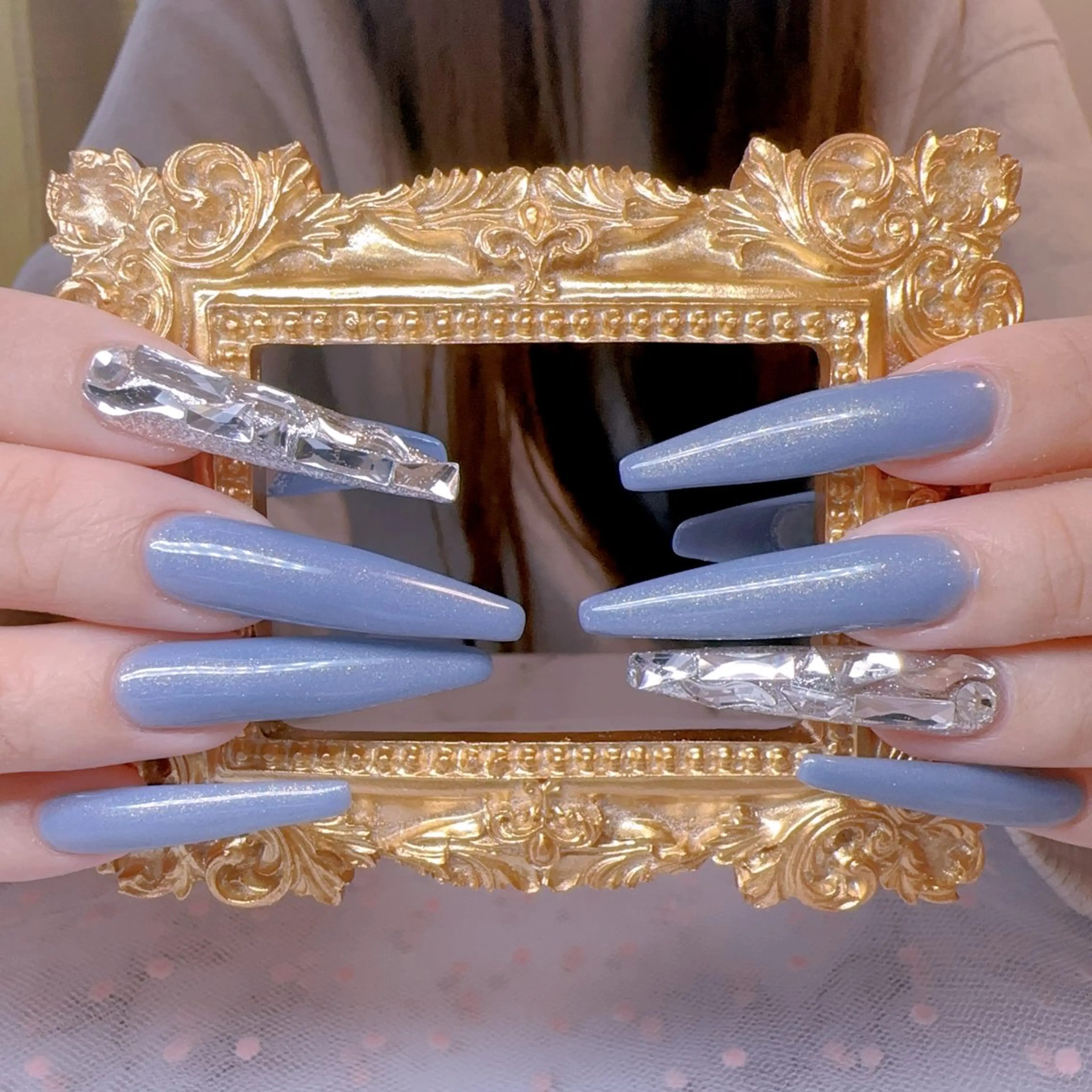 ロング 韓国風ヘア ハンドネイル Belle nail salon 新小岩のネイルデザイン