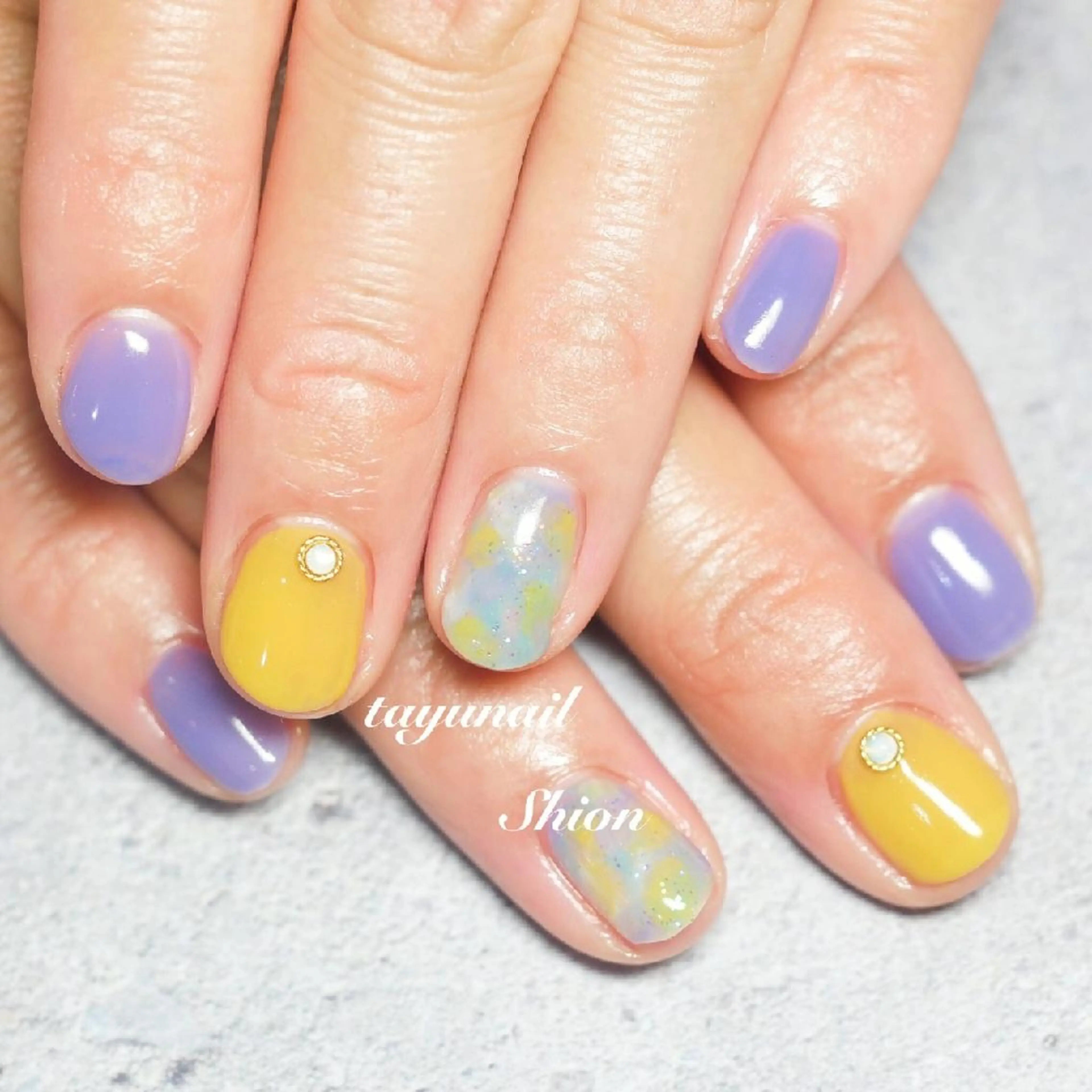 ネイル アートネイル ブルー ジェルネイル パラジェル 夏ネイル ネイルサロン 【たゆnail】のネイルデザイン