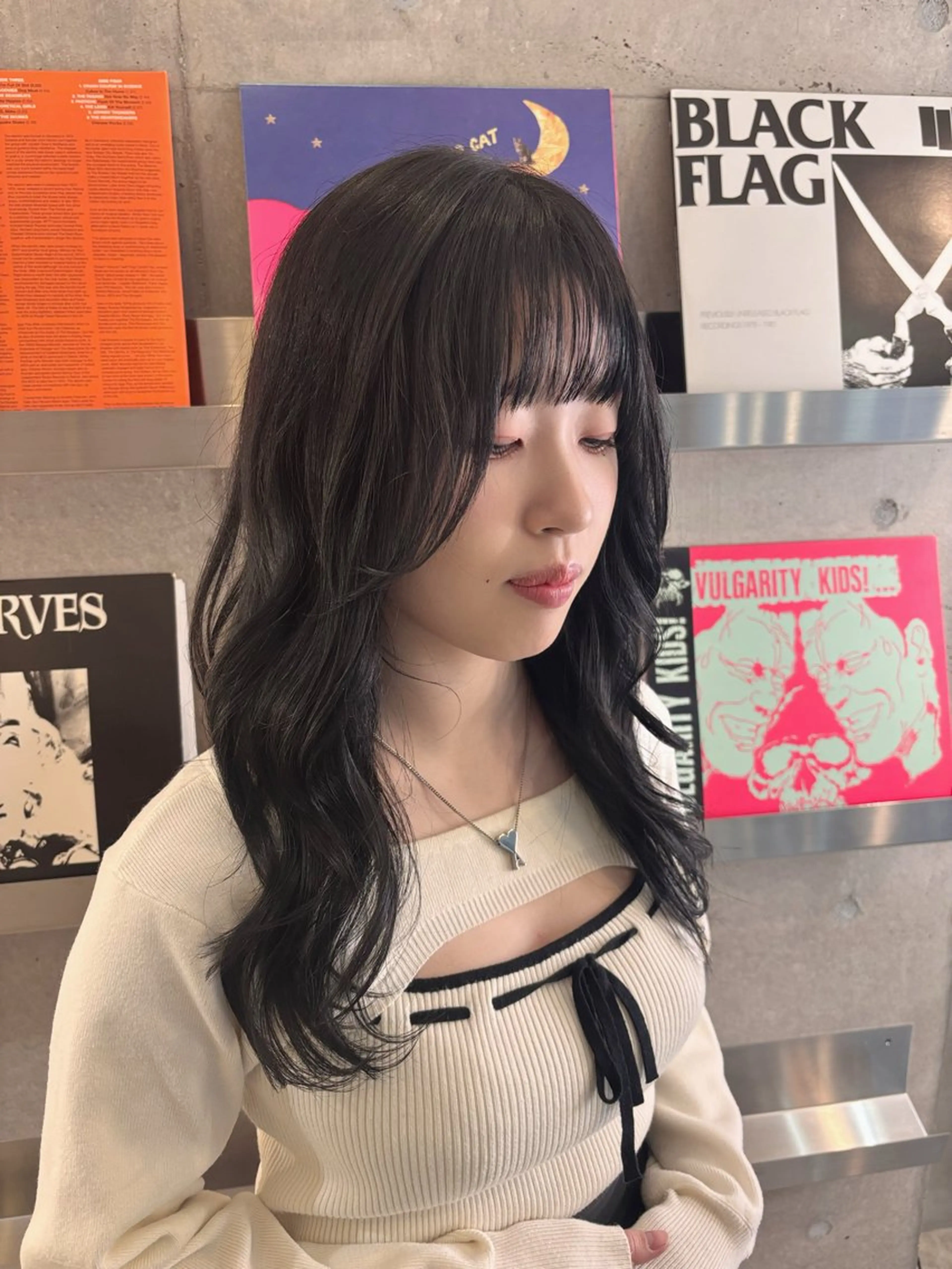 セミロング くびれヘア レイヤーカット 海外風ヘア 野田光也のヘアスタイル