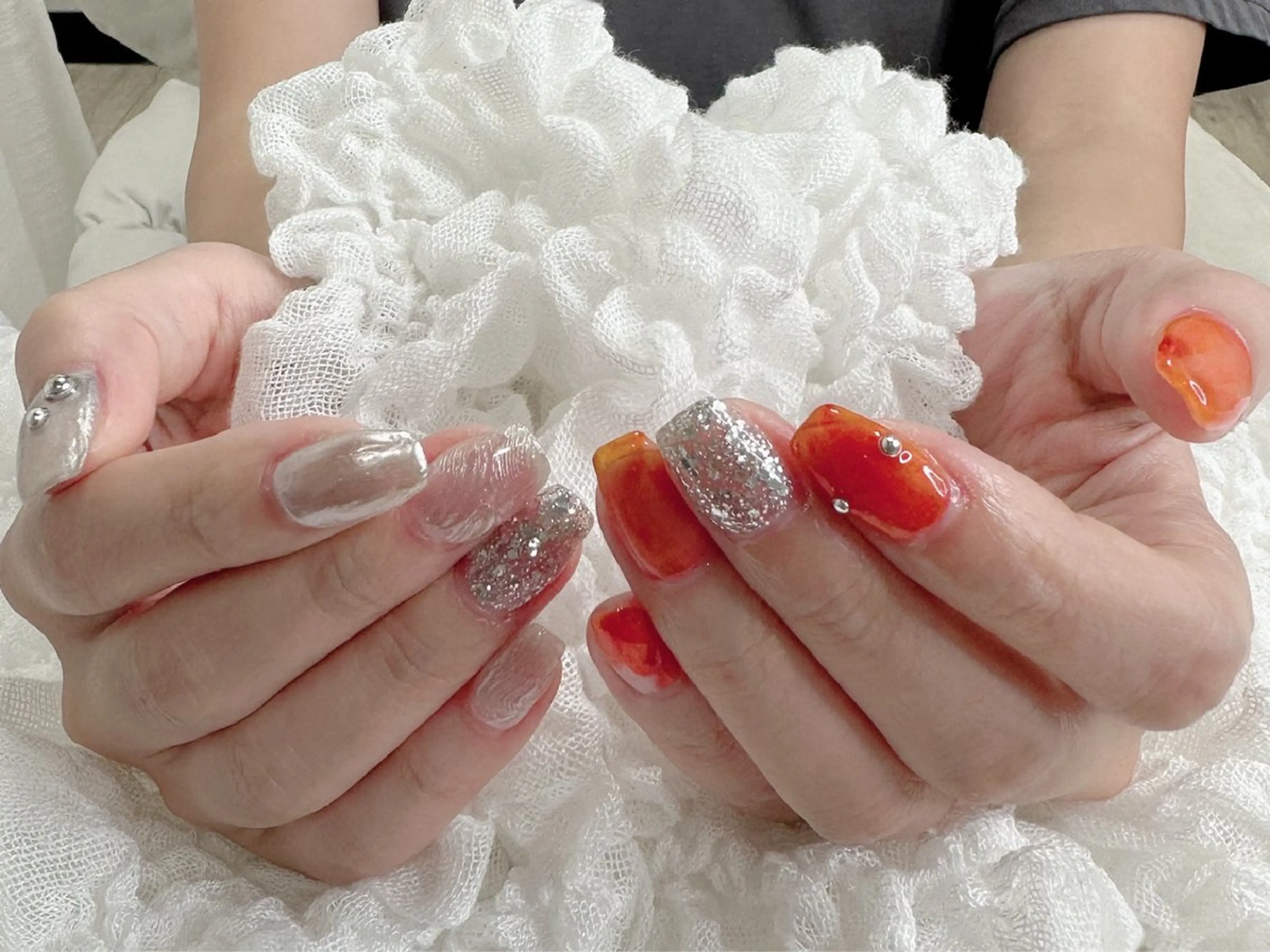 ネイル ニュアンスネイル オレンジ LUMIAS 🪽 Miyuki.のネイルデザイン