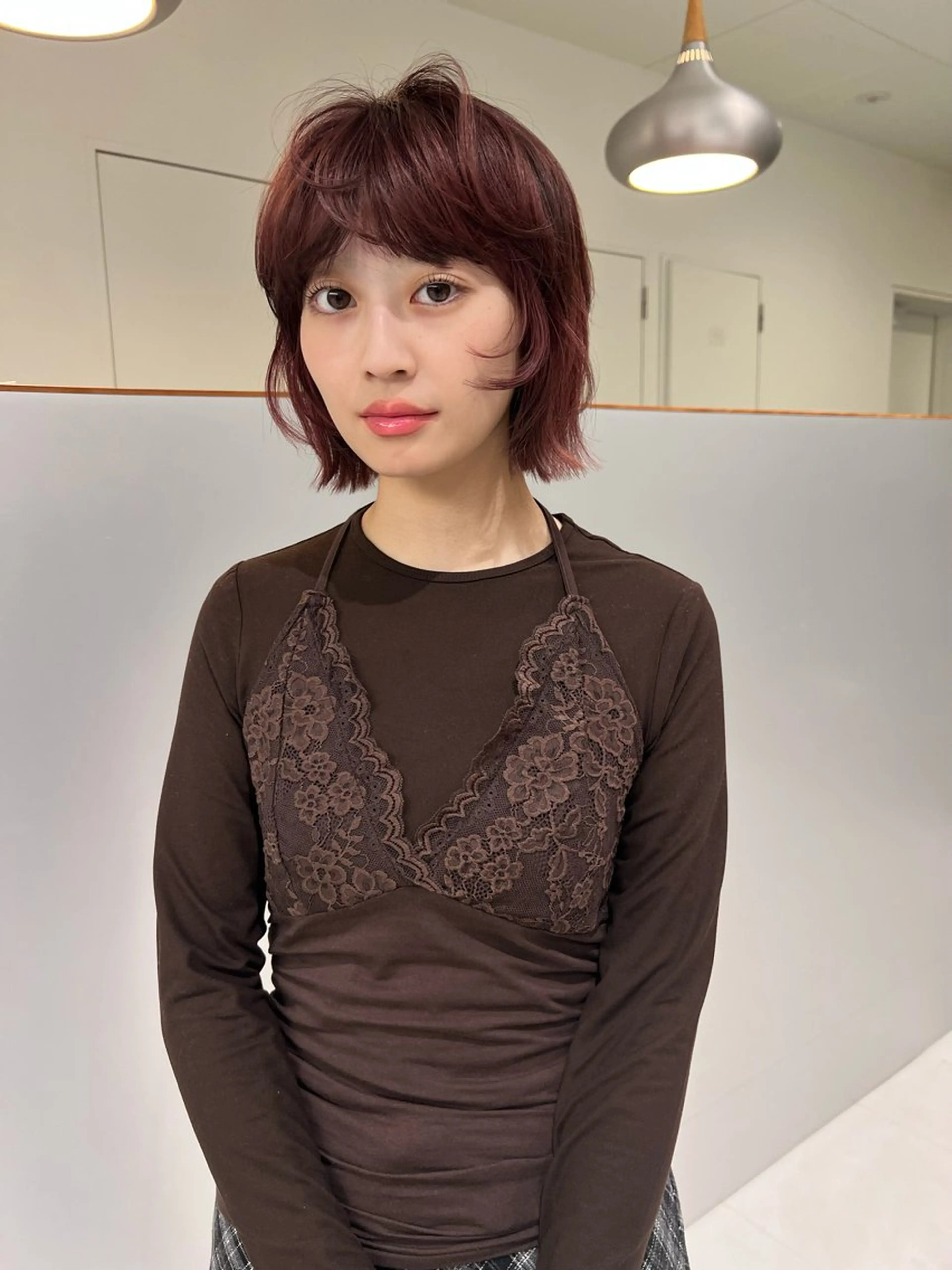 ショート 顔まわりカット/透け カラー/Memi🎀のヘアスタイル