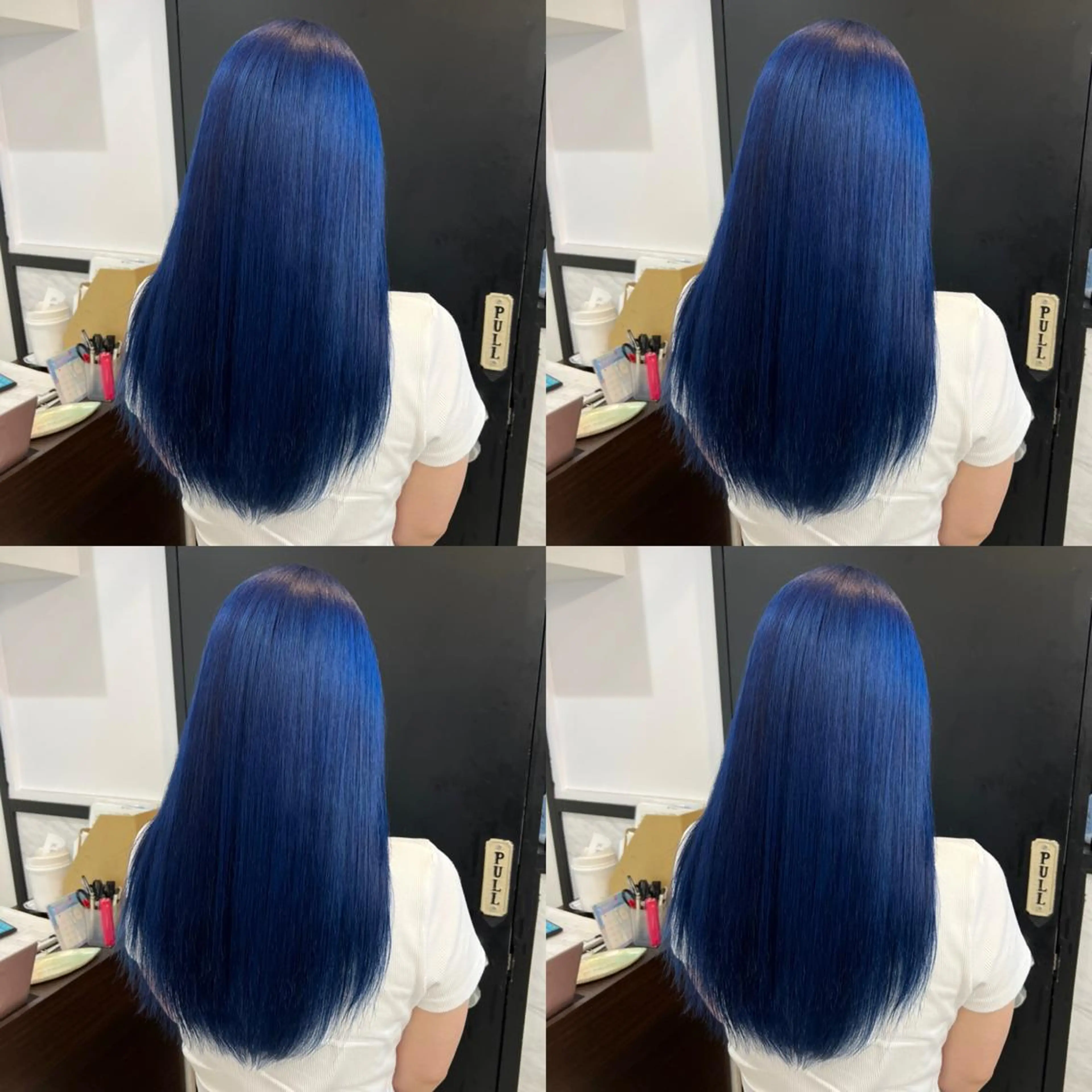 ロング カラー ブルーカラー ✨縮毛矯正✖︎顔周り レイヤー✨ナカムラのヘアスタイル