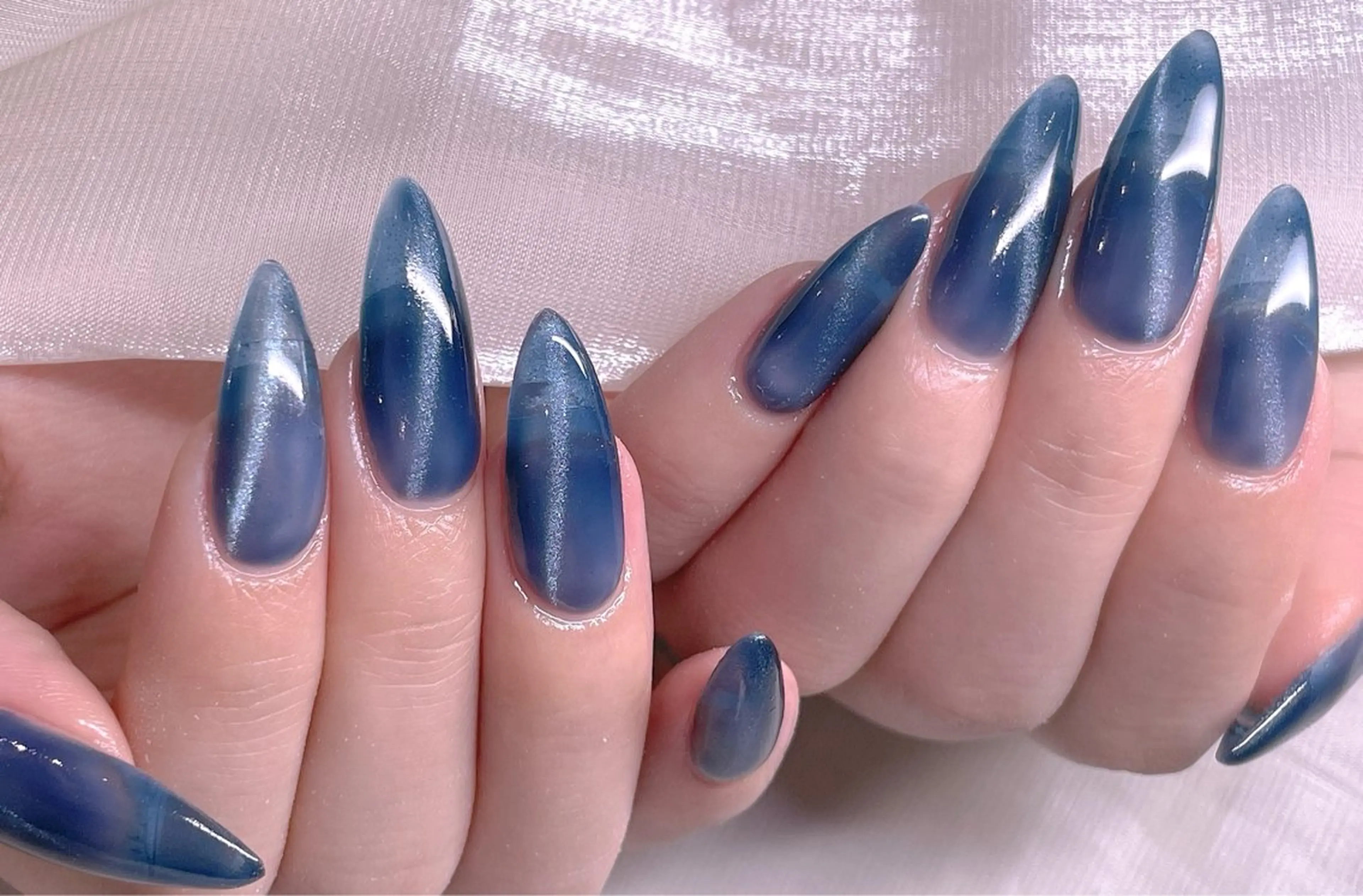 ネイル マグネットネイル ネイビー 美爪パラジェル導入店 Sunnilyのネイルデザイン