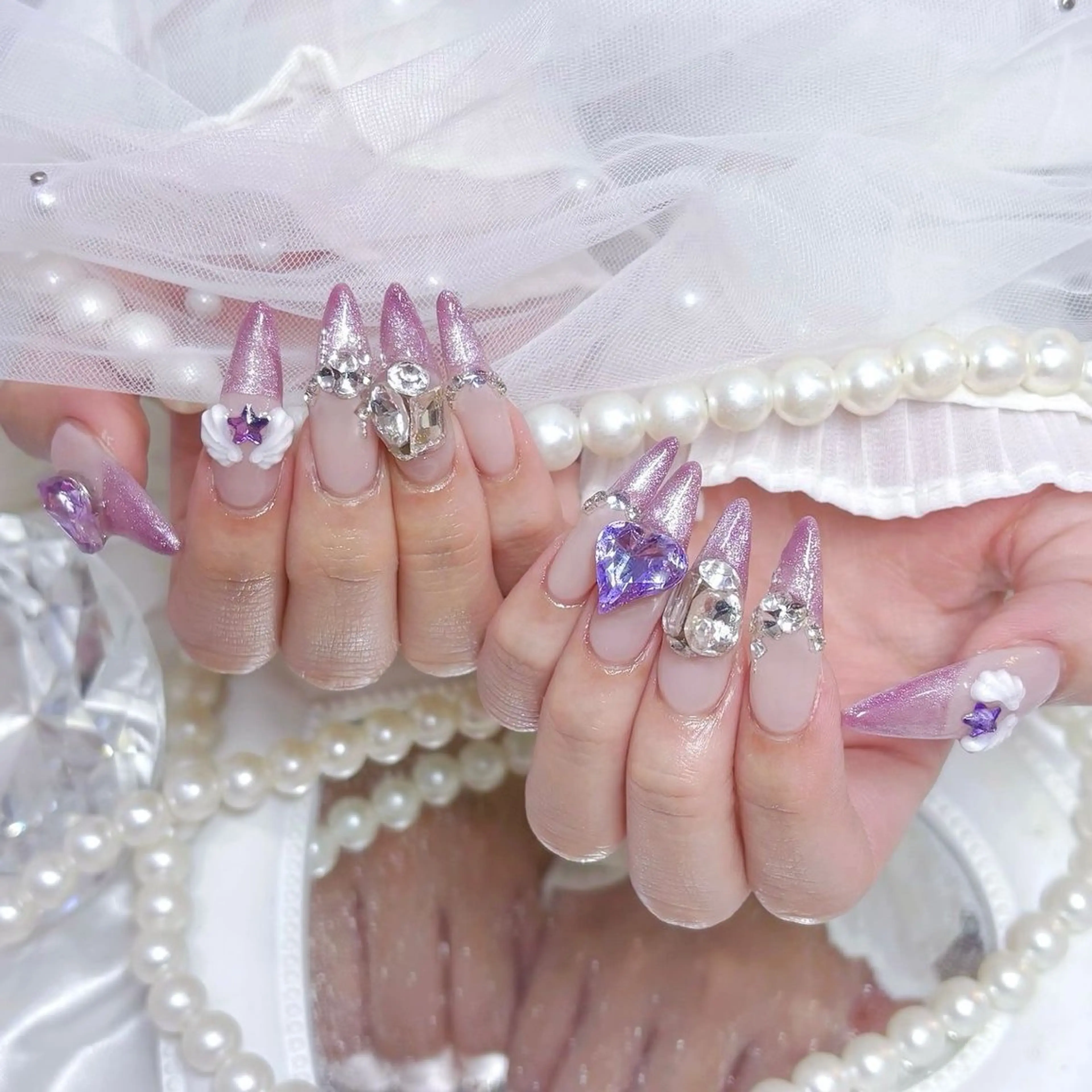 ネイル オーロラネイル ブラウン チークネイル フットネイル フレンチネイル ハンドネイル Ni Niのネイルデザイン