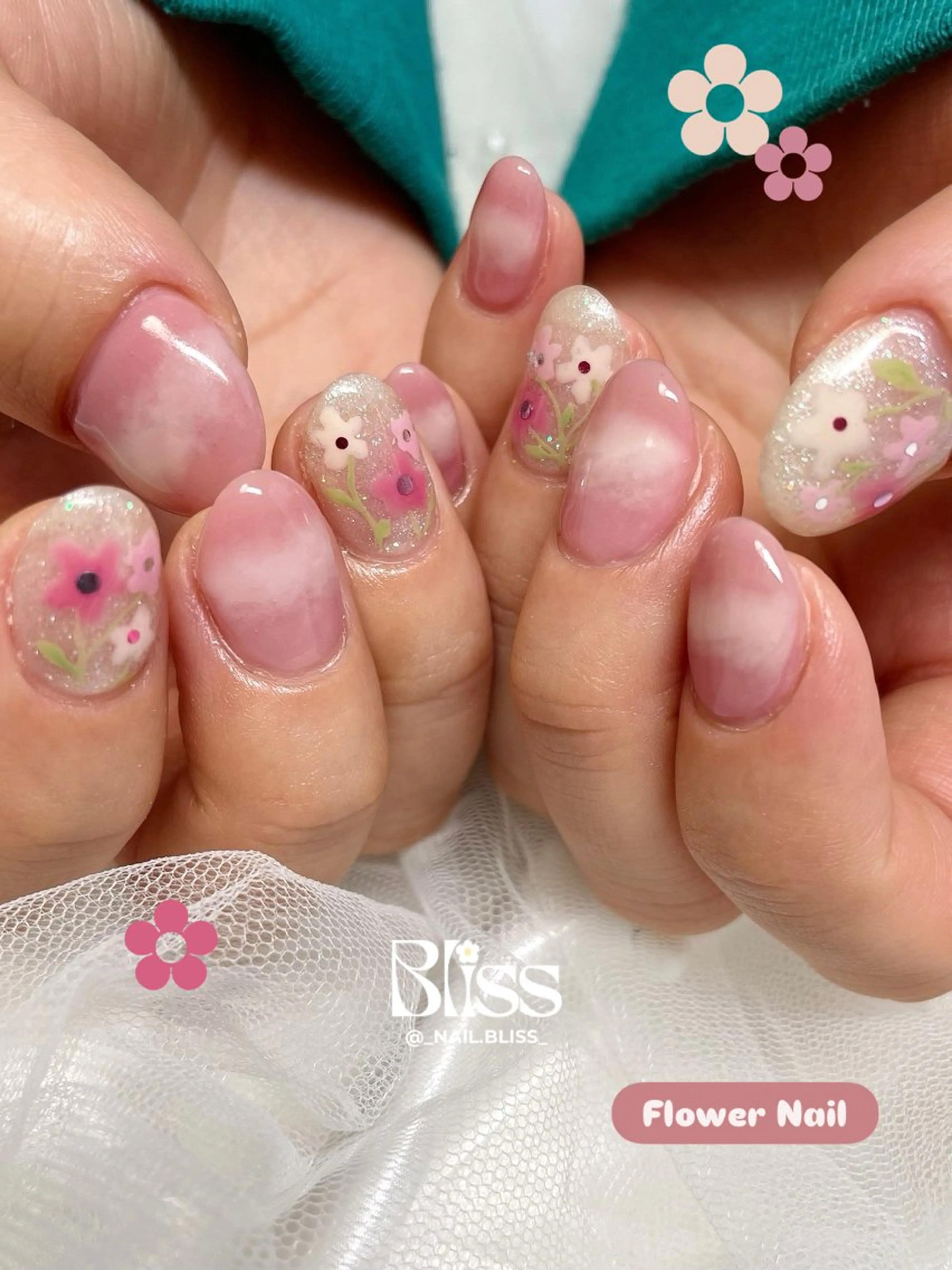 ネイル フラワーネイル ハンドネイル NAIL BLISSのネイルデザイン