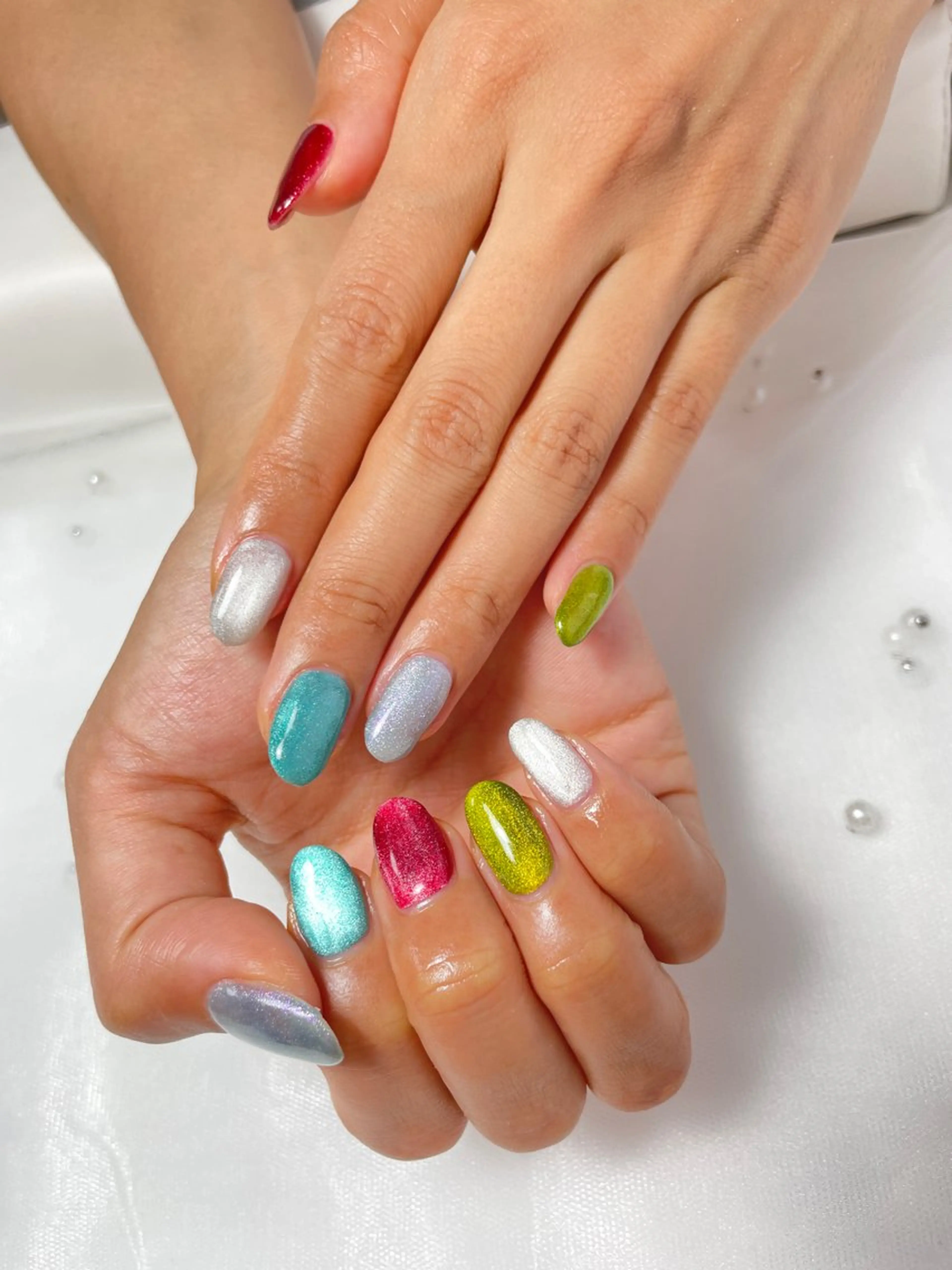 ネイル フレンチネイル マグネットネイル ニュアンスネイル オフィスネイル ワンカラーネイル Mnail _KKのネイルデザイン