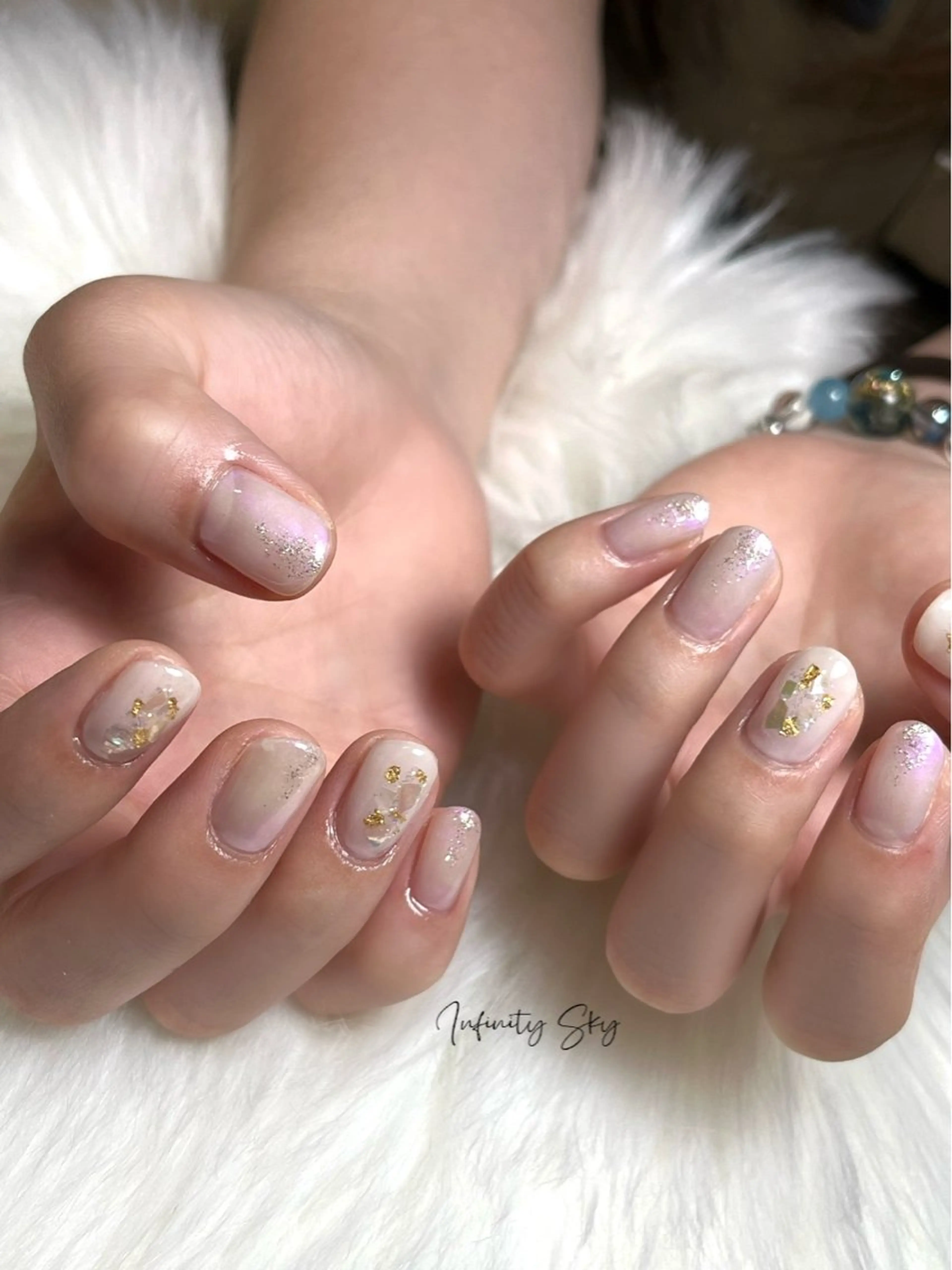 ネイル 夏ネイル ホワイト infinity skyのネイルデザイン