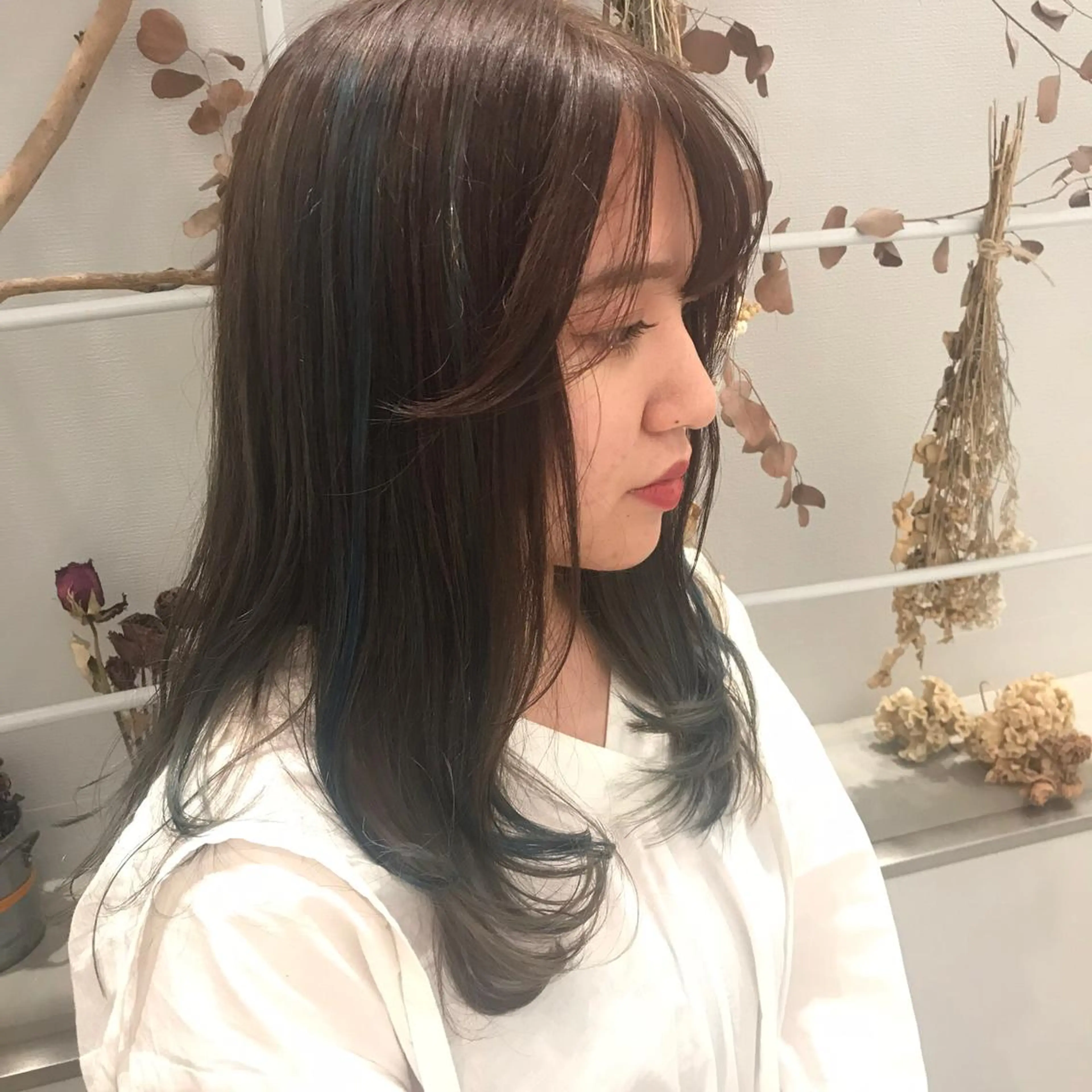 ロング シースルーバング オルチャンヘア 壁谷  加保理のヘアスタイル