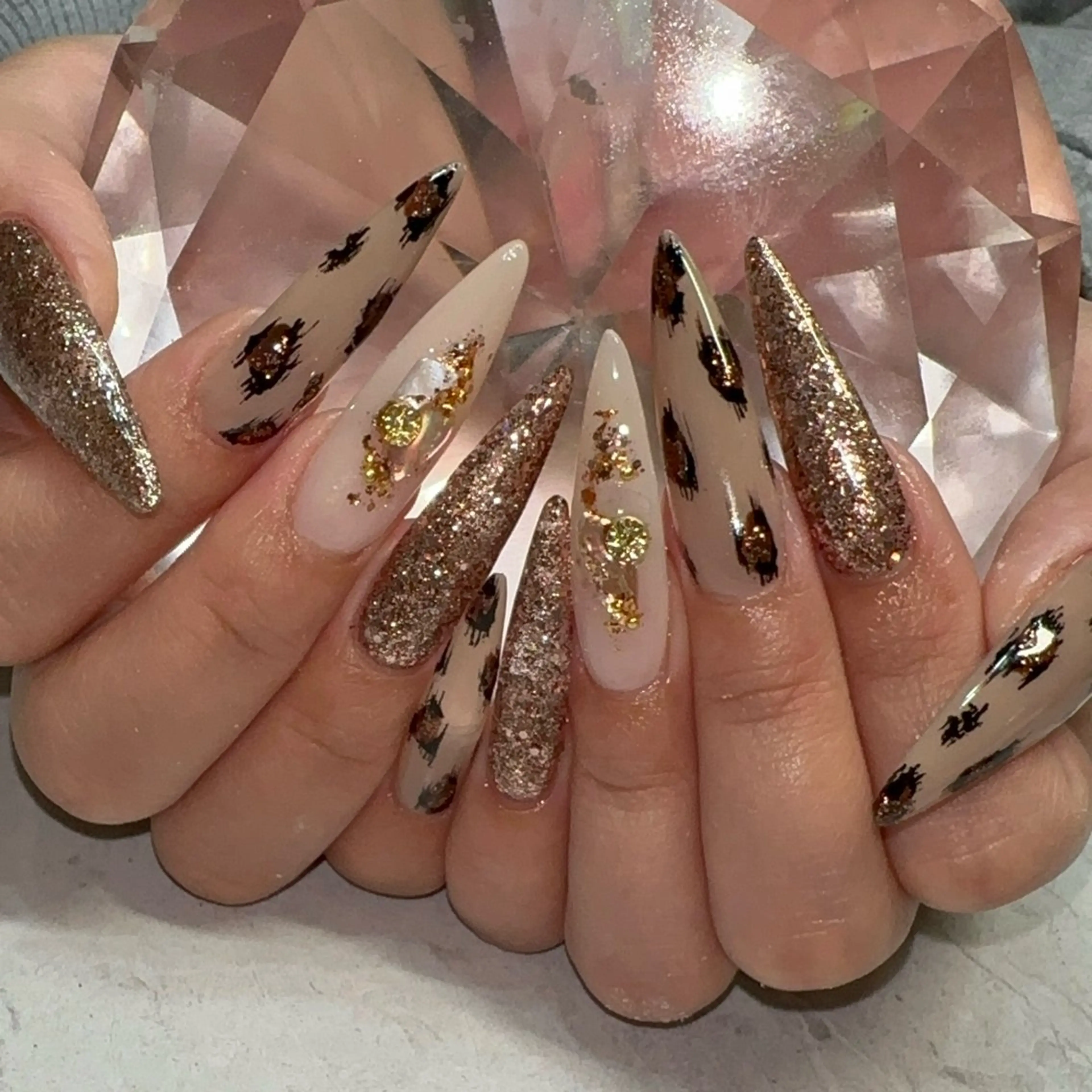 ネイル ブラウン ラメ(グリッター) ハンドネイル with nail.のネイルデザイン