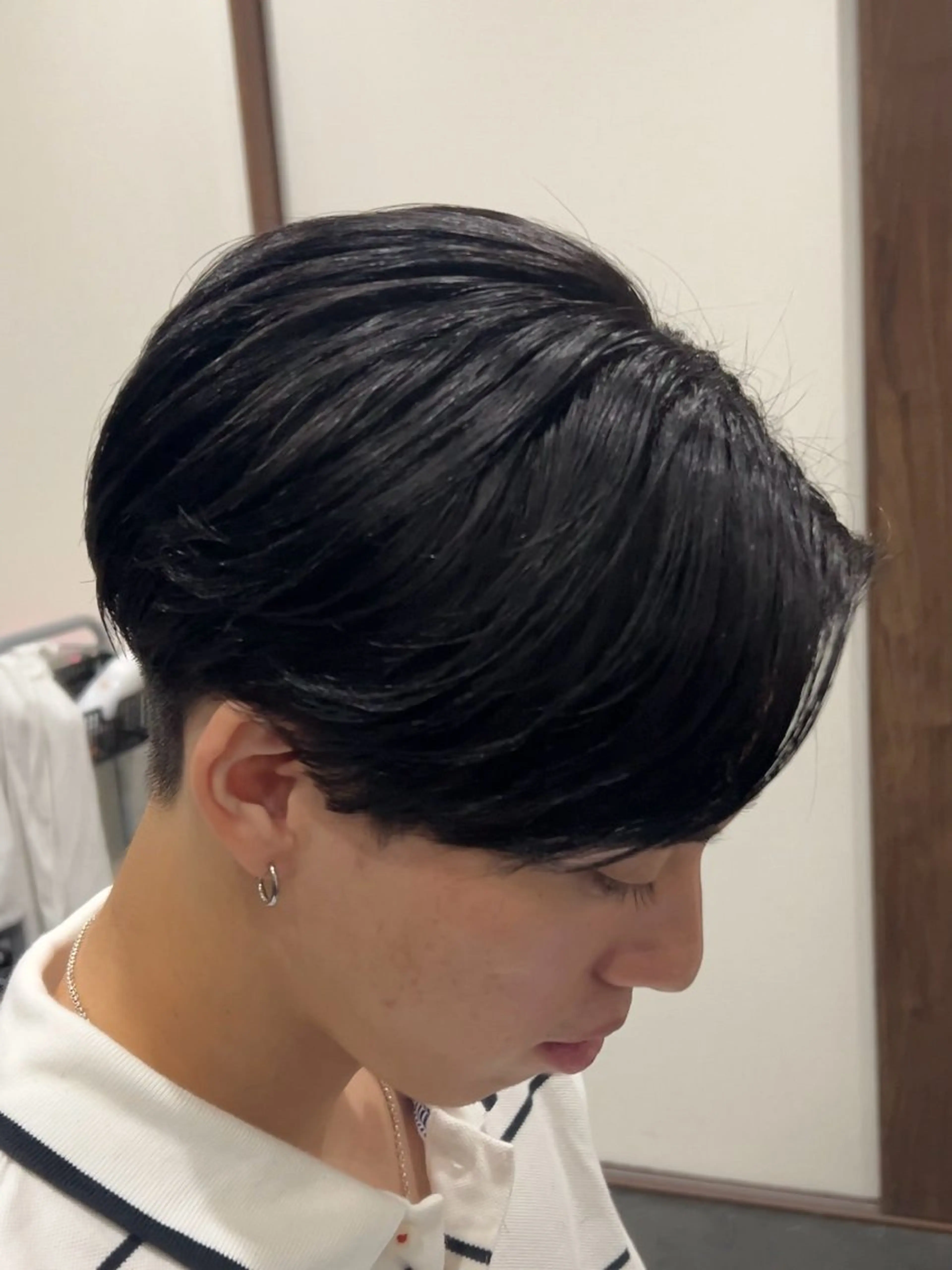 ミディアム メンズ センターパート 縮毛矯正 福井 太暉のヘアスタイル