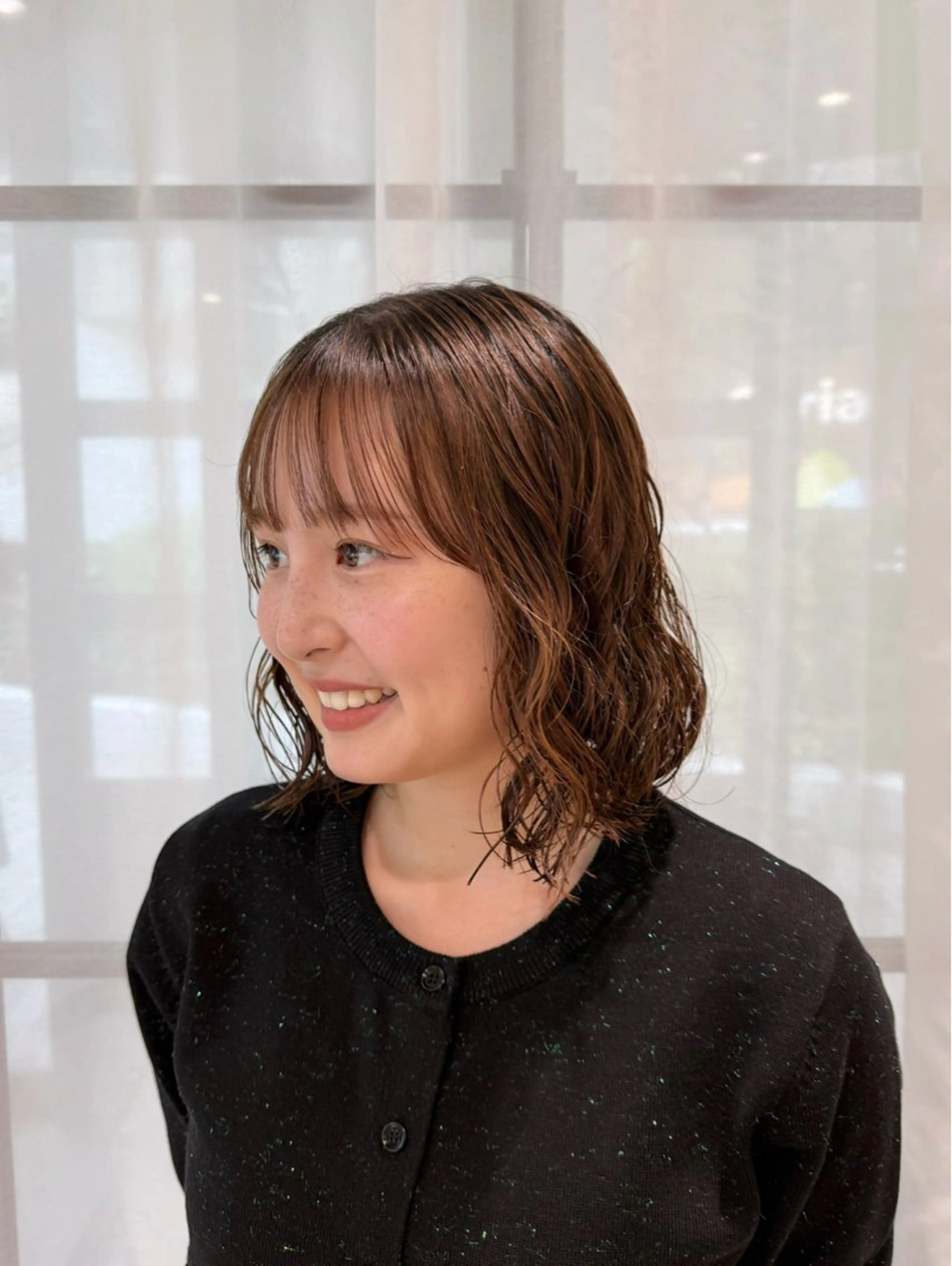 ミディアム パーマ ミディアムパーマ nana/ボブ/ レイヤー/梅田のヘアスタイル