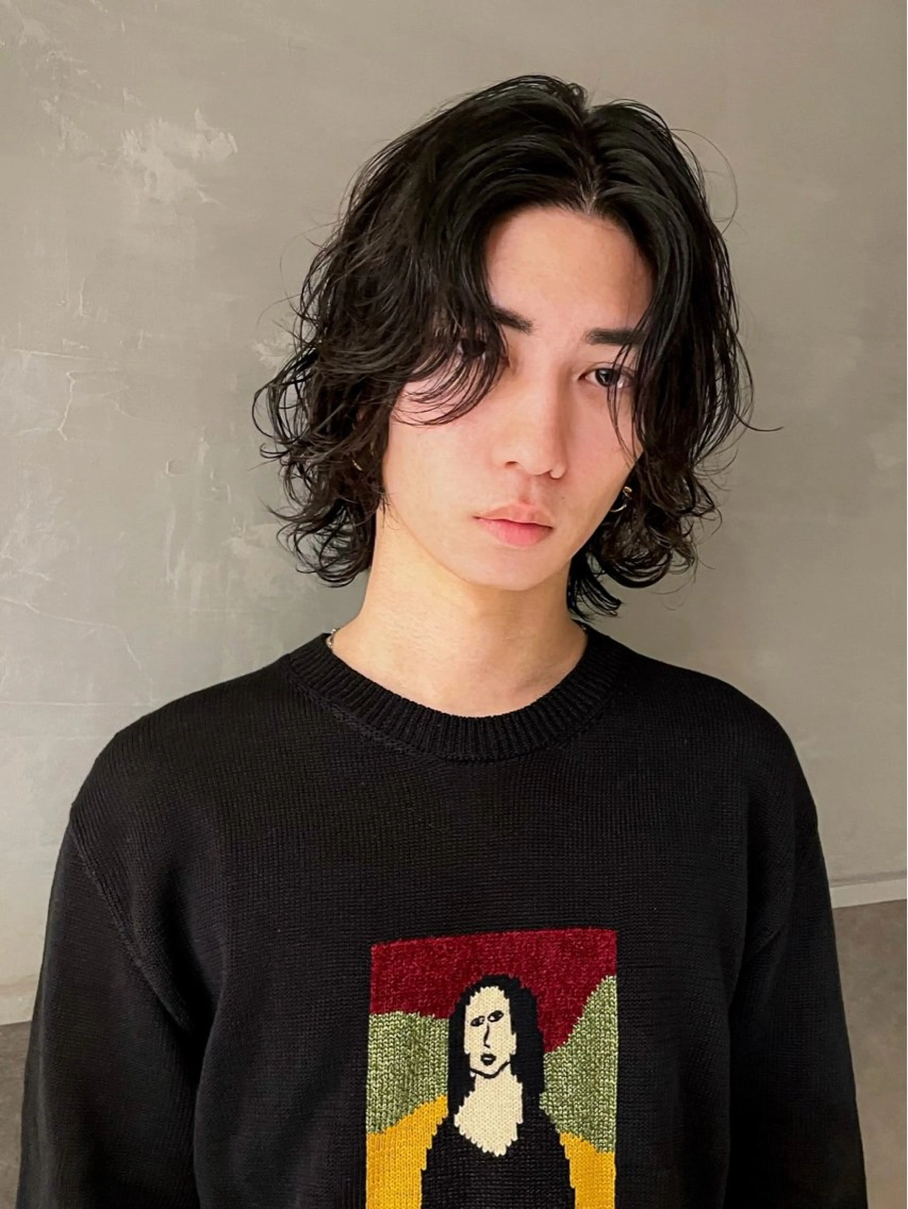 メンズ センターパート メンズパーマ ミウ☆ ブリーチダブルカラーのヘアスタイル