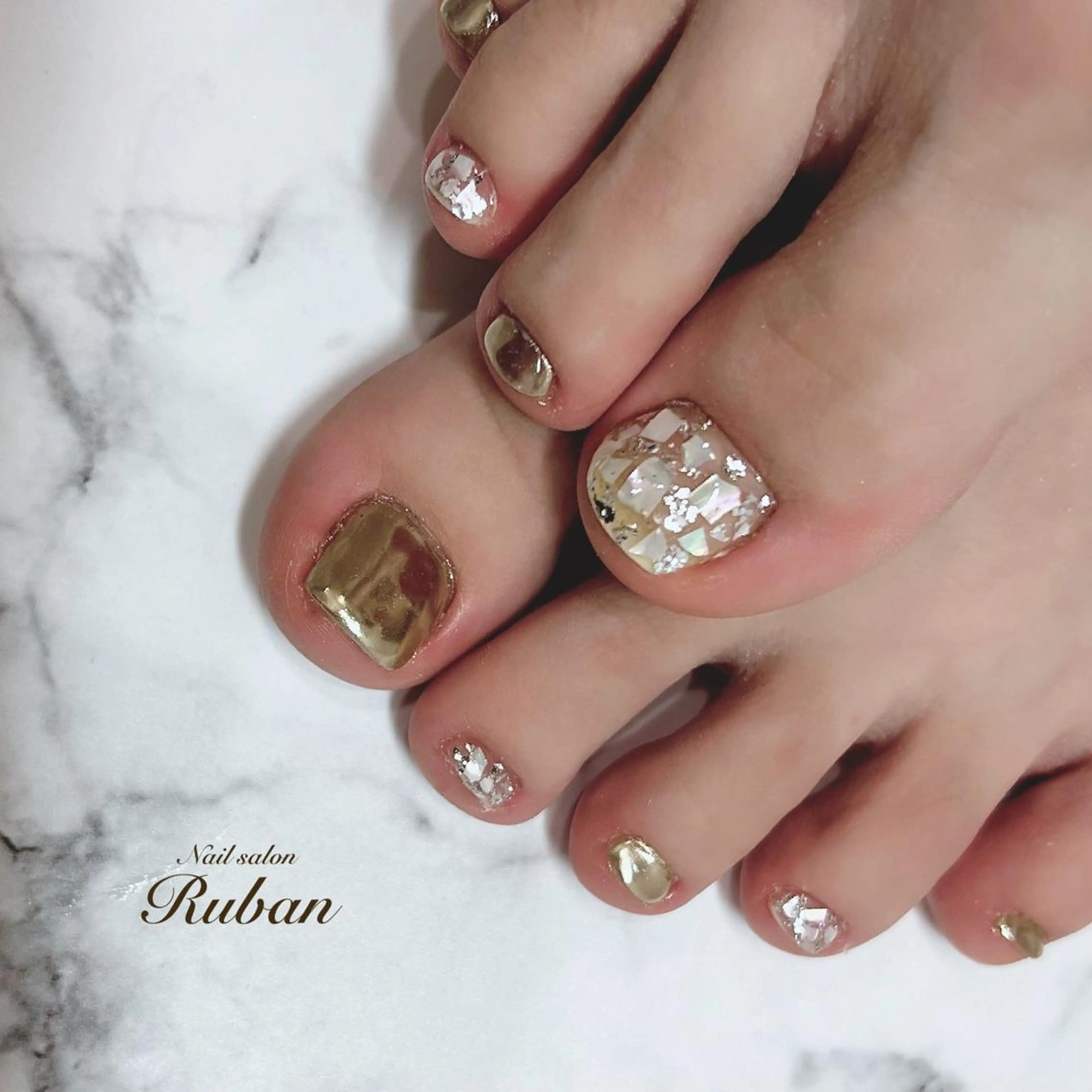 ネイル アートネイル フットネイル ミラーネイル 持ち込み Nail salon Rubanのネイルデザイン
