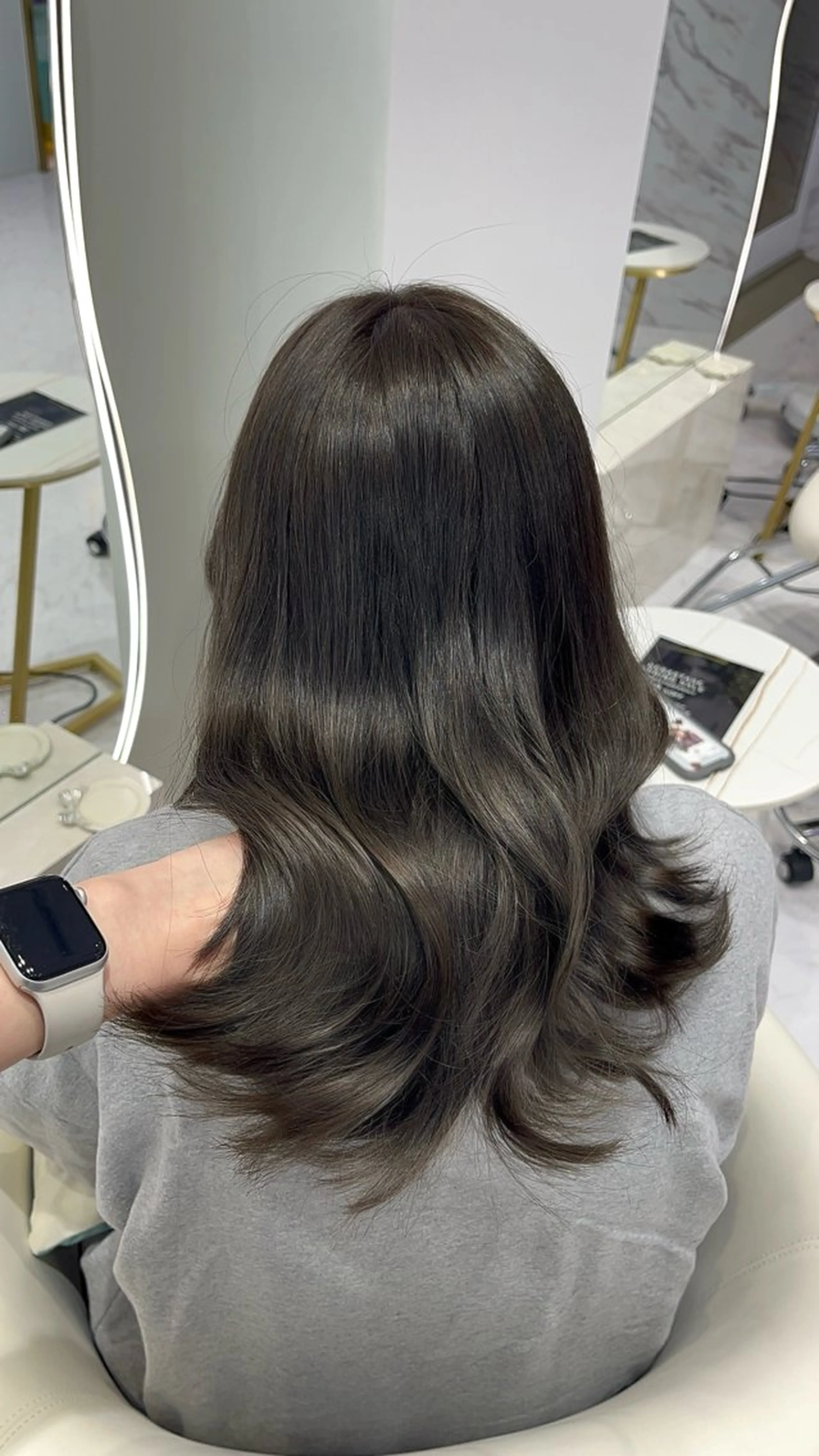 ミディアム カラー グレージュ カット ヘアカラー トリートメント 名駅/大人韓国ヘア 艶カラー/Rihoのヘアスタイル