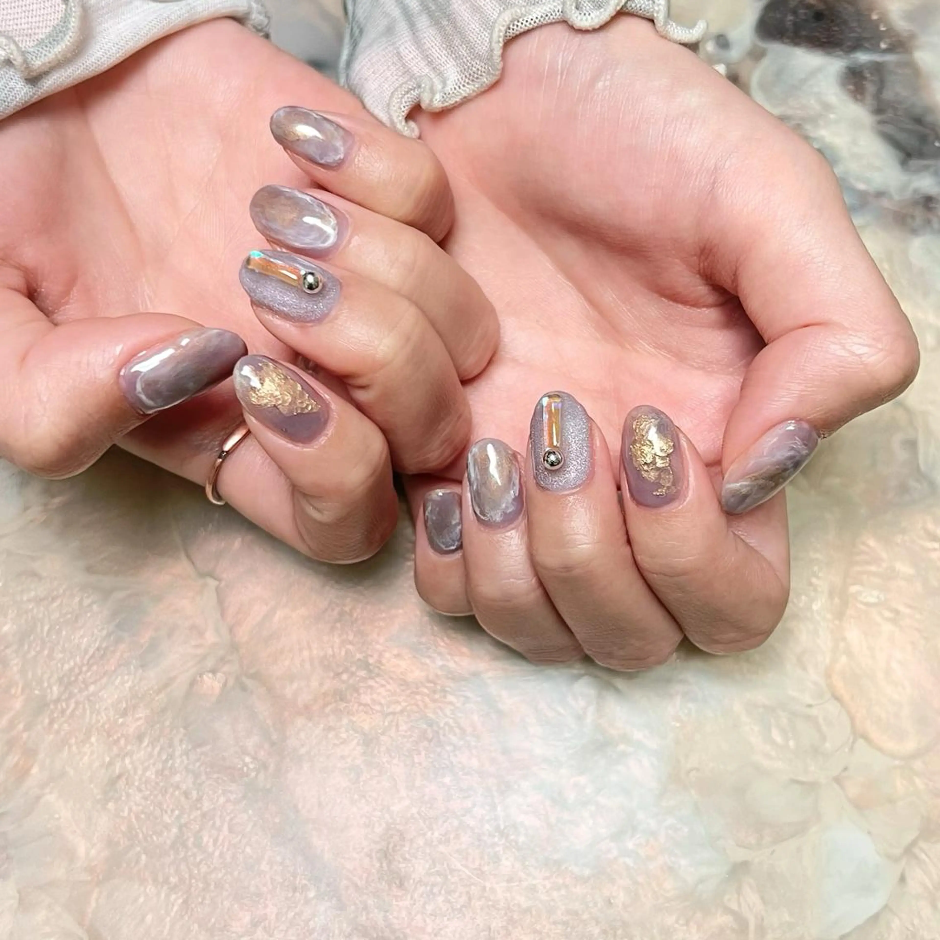 ネイル オーロラネイル ジェルネイル ラメ(グリッター) マグネットネイル ニュアンスネイル gemickle nailのネイルデザイン