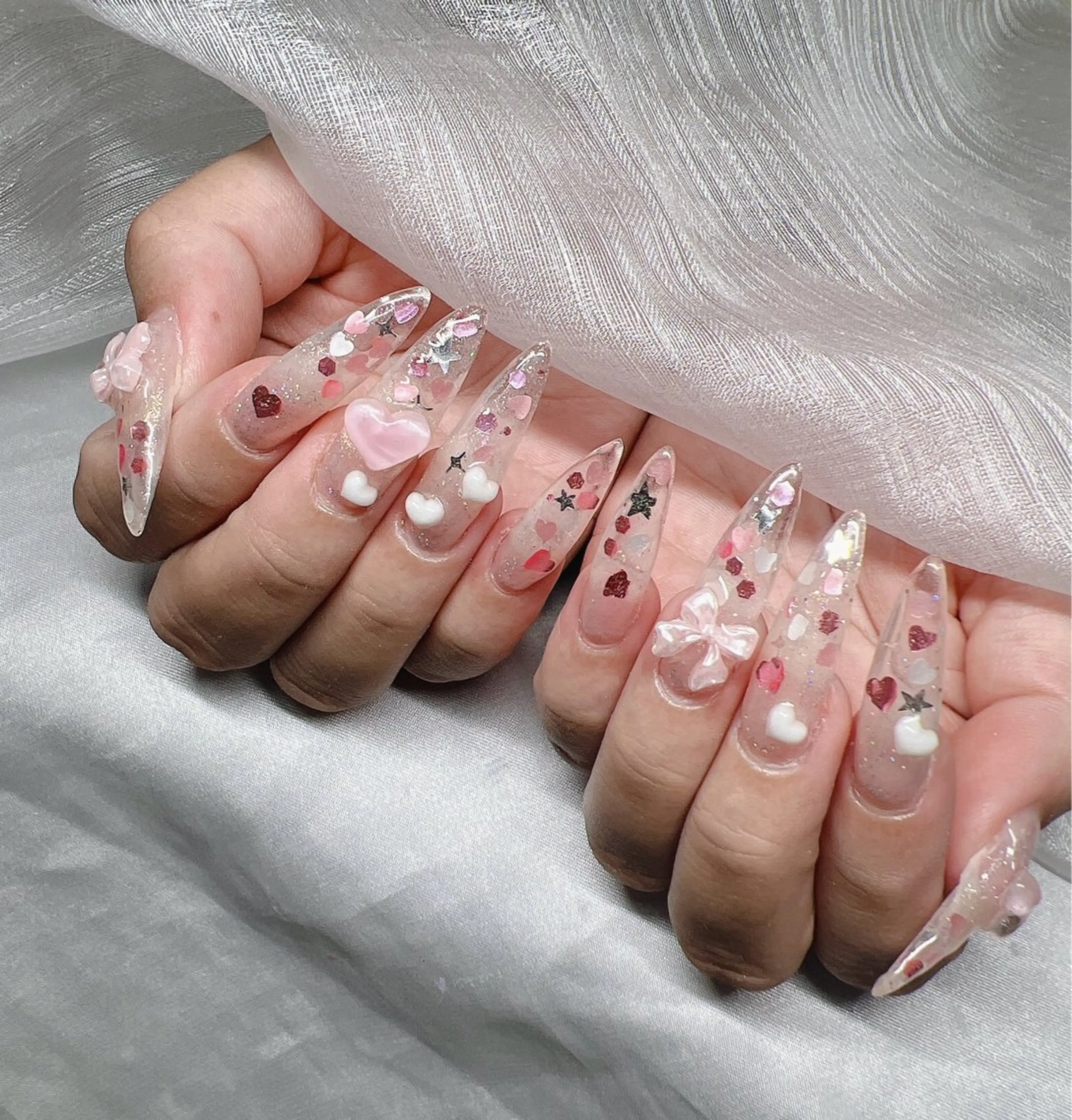 ネイル 長さ出し グラデーション 卒業式 キラキラネイル マグネットネイル ハンドネイル Lee Nailsのネイルデザイン