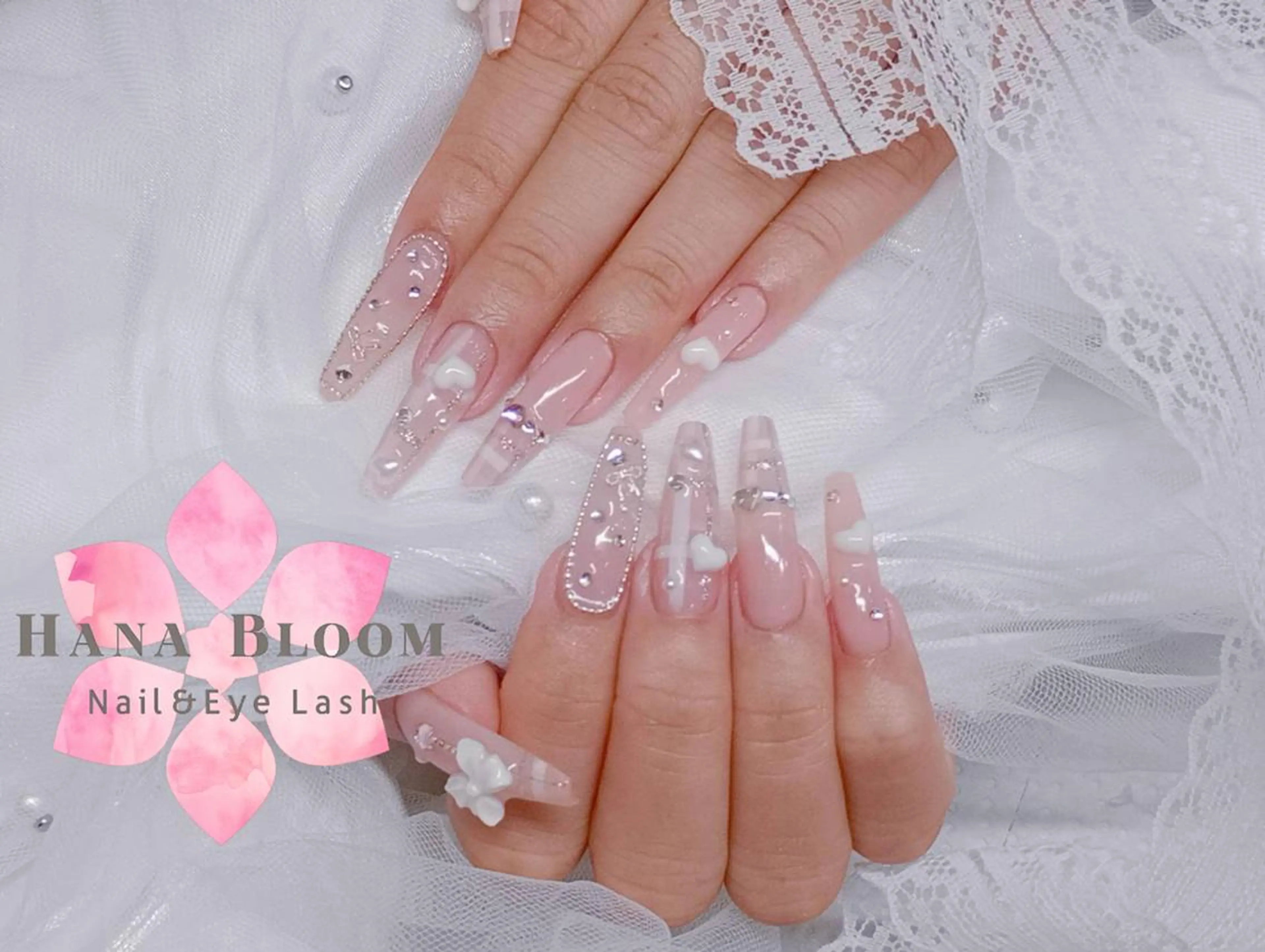 ネイル 長さ出し フレンチネイル ジェルネイル ガラスフレンチ 韓国ネイル Hana Bloom Nail💛Rinaのネイルデザイン