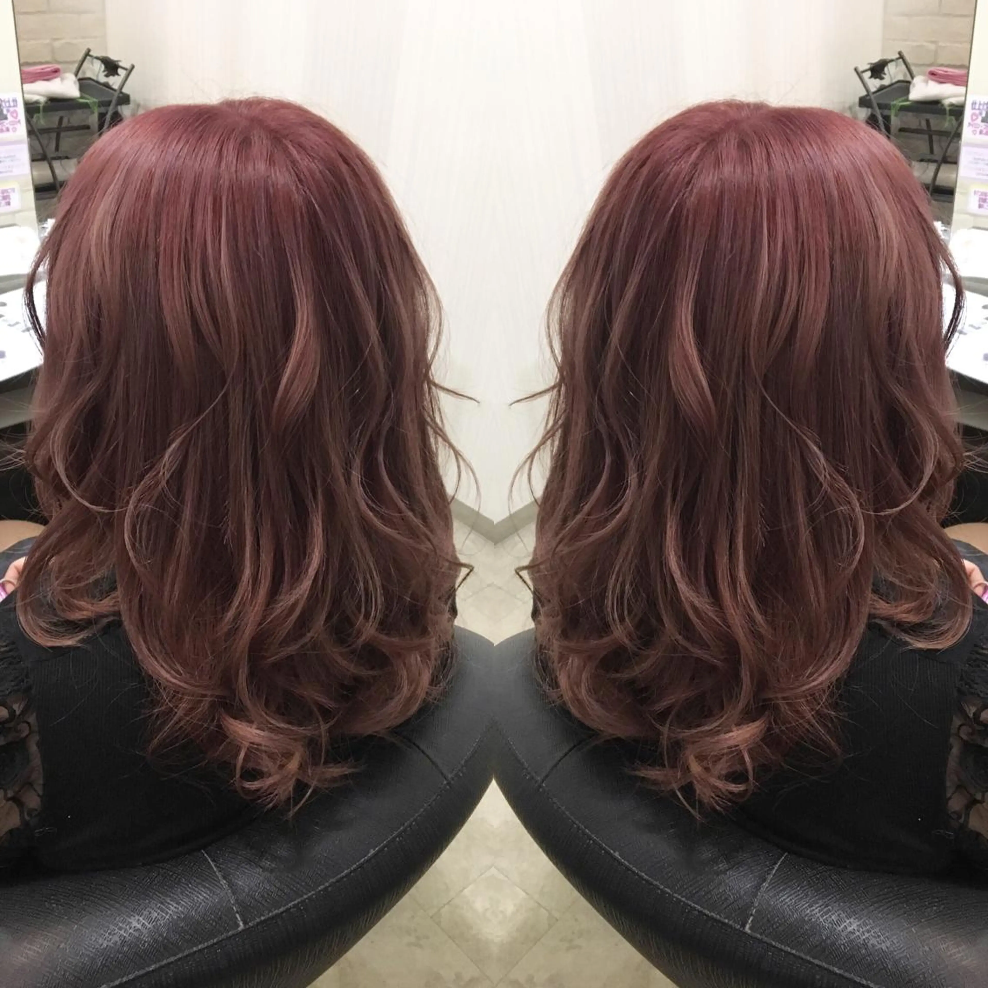 セミロング カラー ピンクカラー カット ヘアカラー トリートメント 💓シールエクステ ルミエールのヘアスタイル