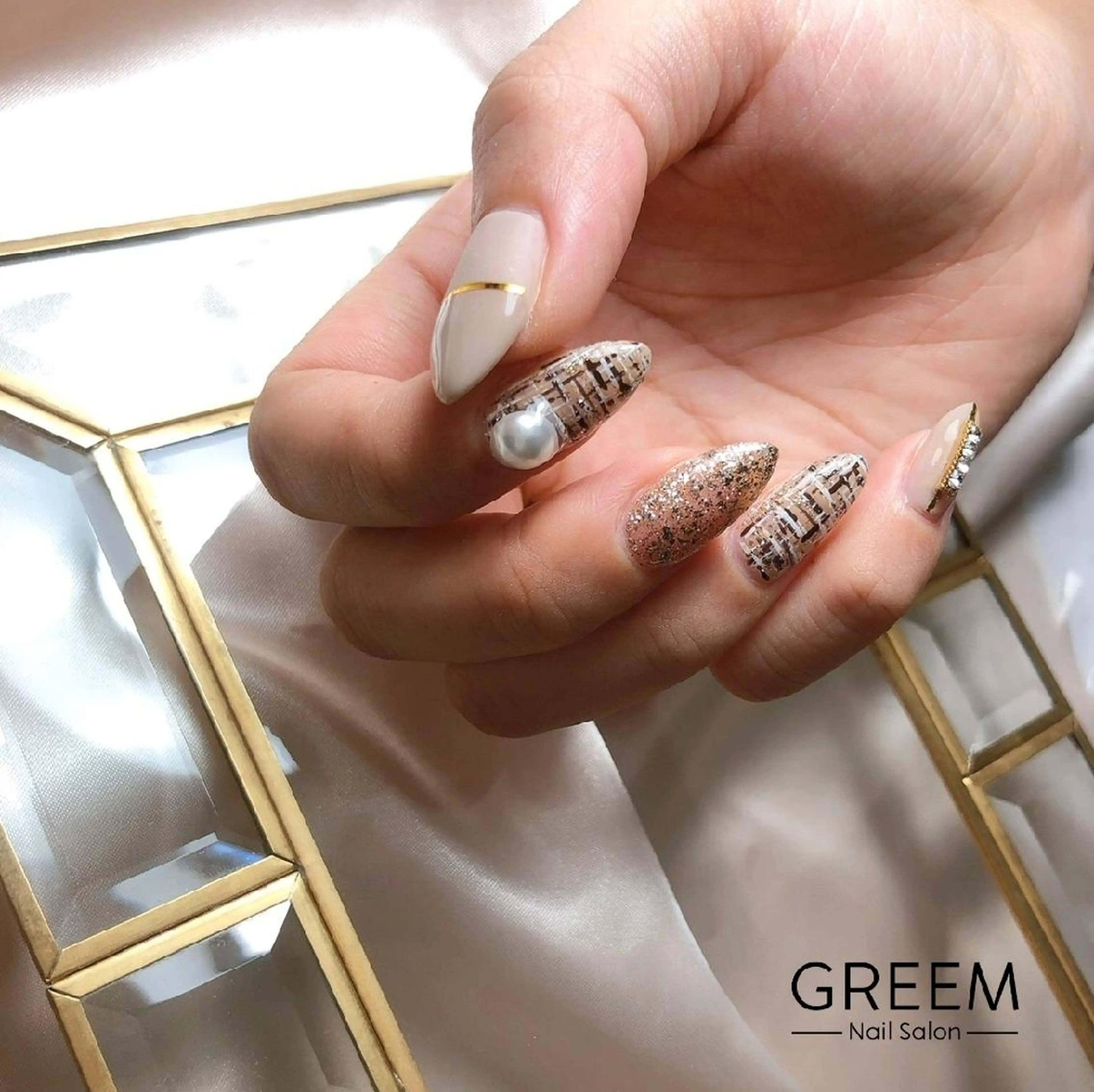 ネイル ツイードネイル ハンドネイル GREEM グリームのネイルデザイン