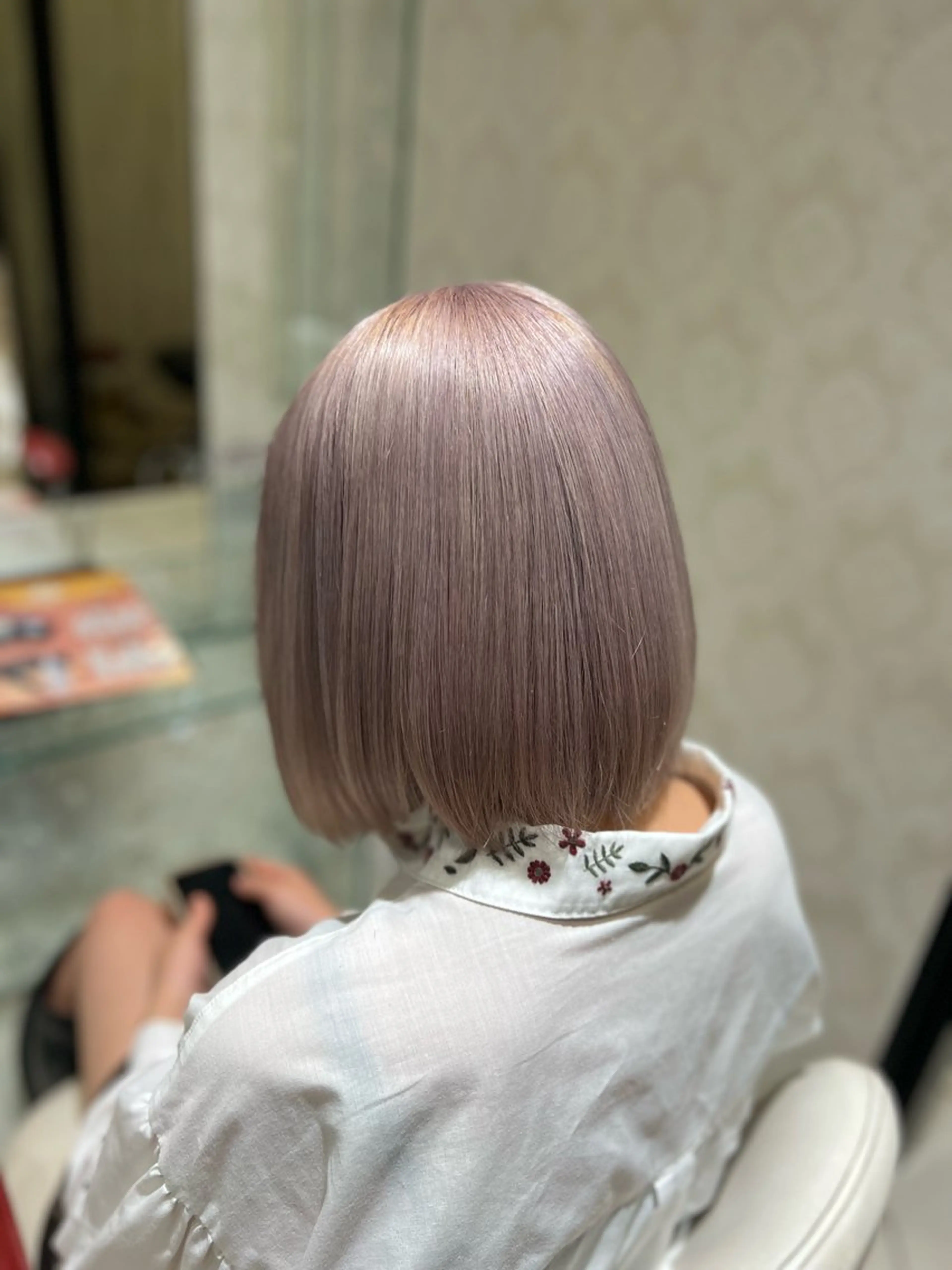 ミディアム カラー バレイヤージュ ブリーチ ブロンド ダブルカラー ハイライトカラー ボブ/ハイトーン髪質 改善/越谷✨クラモチのヘアスタイル