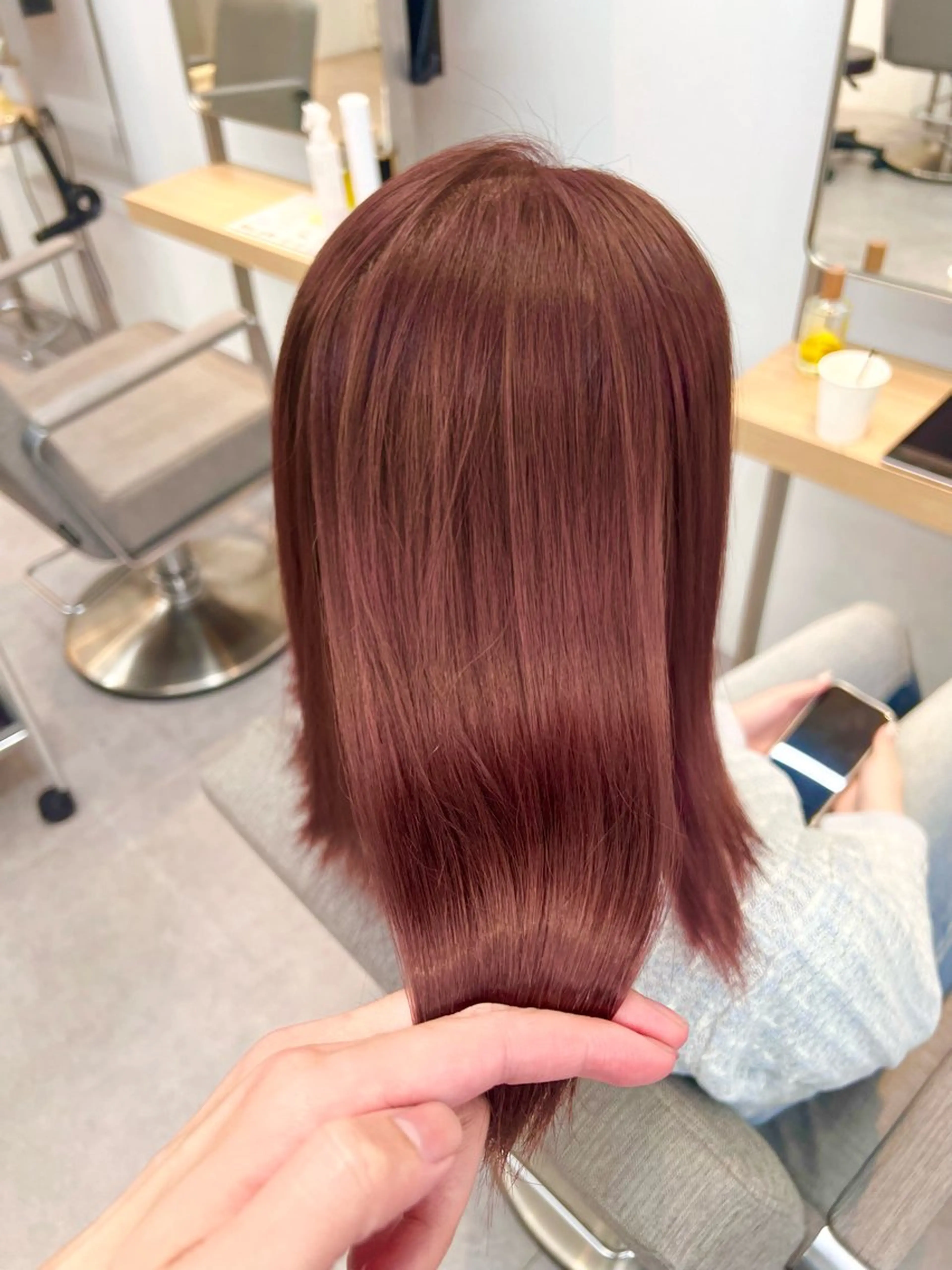 ミディアム レッドブラウン ヘアカラー 🫧髪質改善•艶カラ ー特化🫧谷奥甲太のヘアスタイル