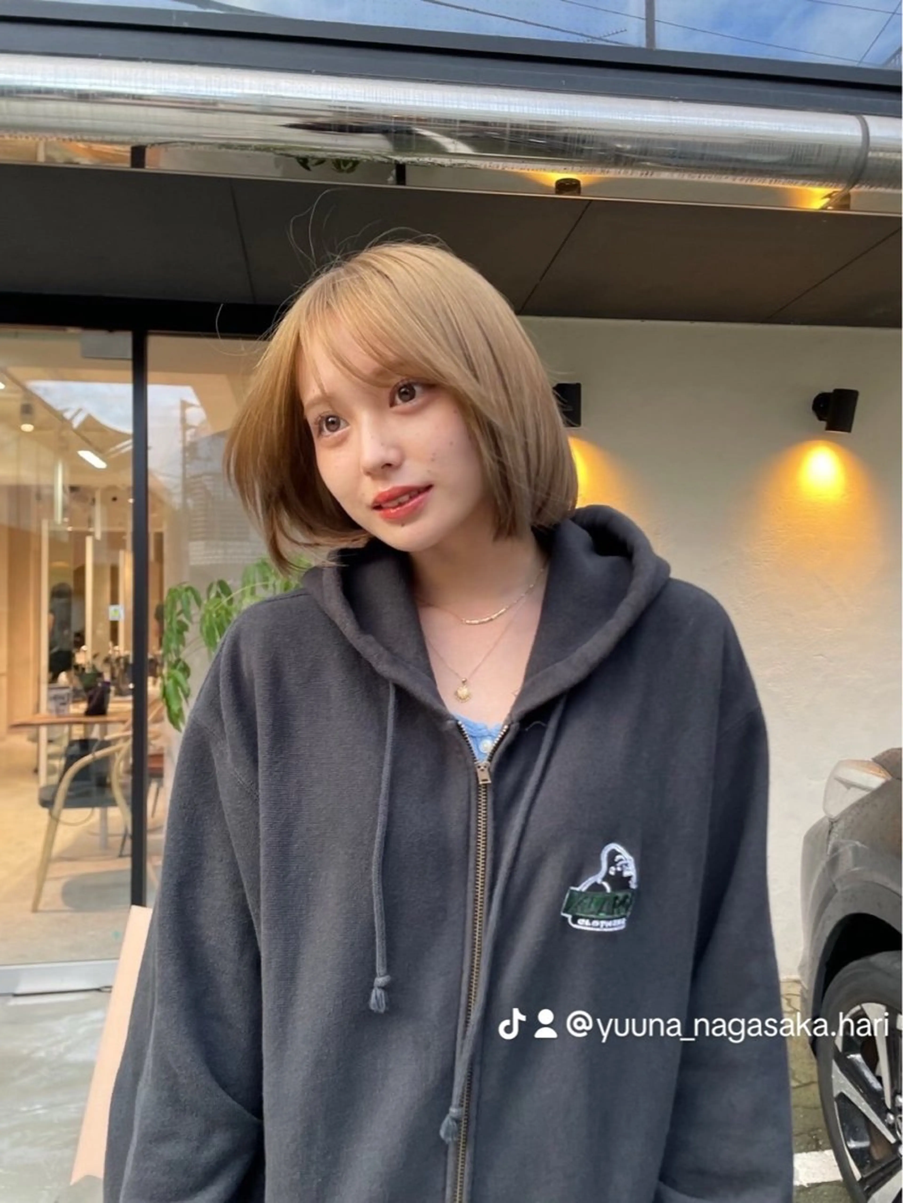 ショート カラー ベージュカラー ブリーチ 透明感カラー ブリーチなしカラー ボブ ボブ/レイヤーカット /表参道 yunaのヘアスタイル