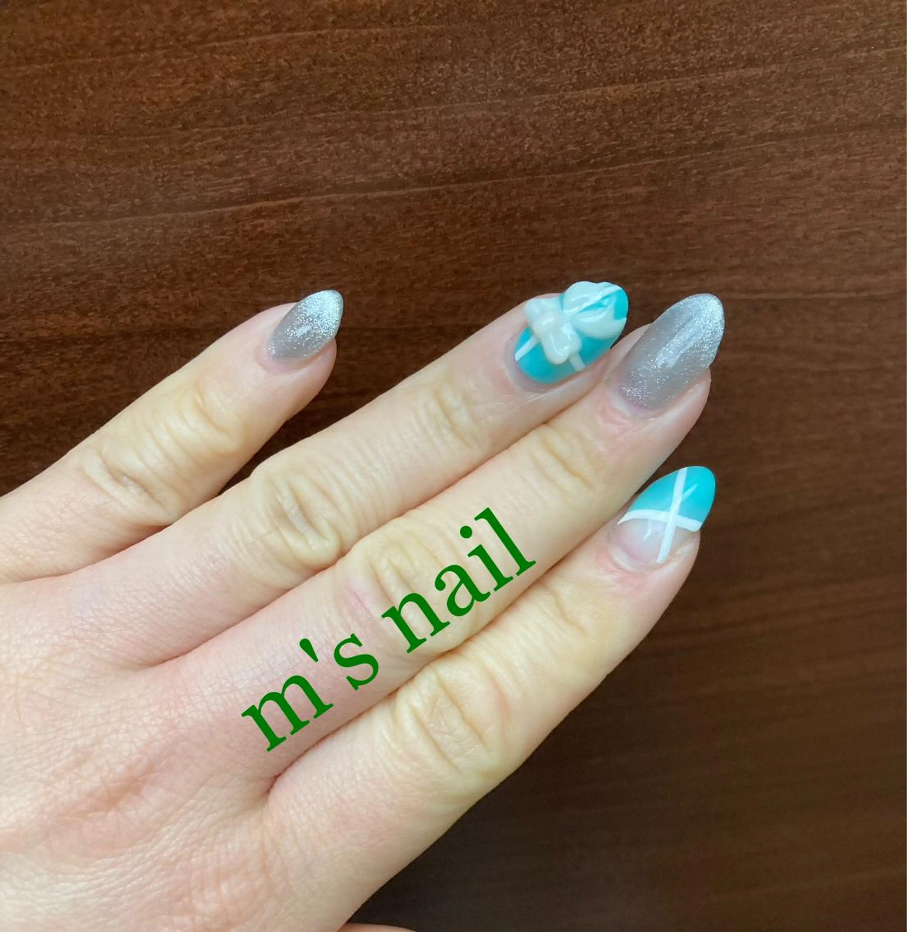 ネイル アートネイル リボン m'sNail 福岡西区 ネイルのネイルデザイン