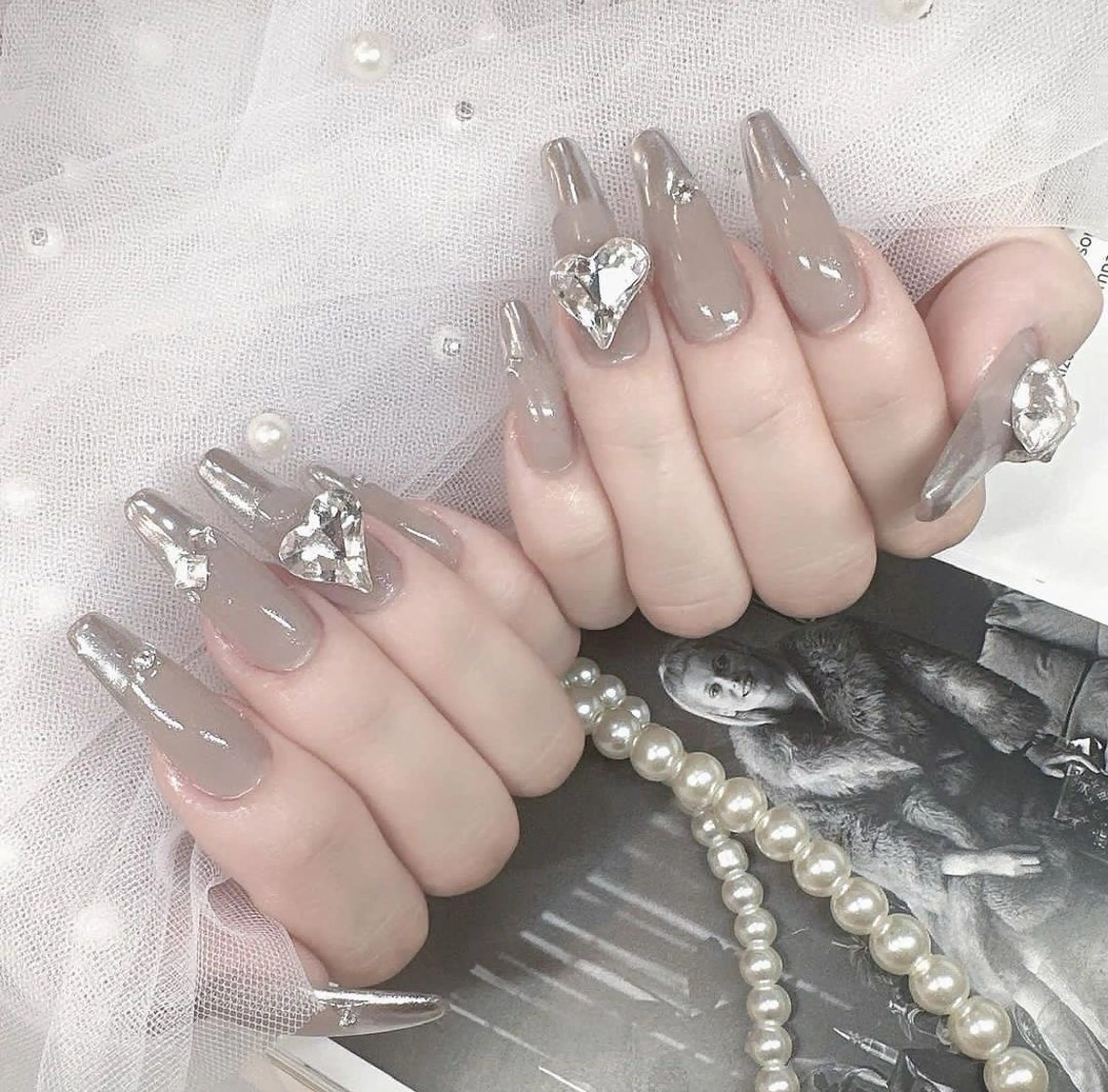 ネイル フレンチネイル ジェルネイル キラキラネイル 韓国ネイル マグネットネイル Julli NailStudioのネイルデザイン