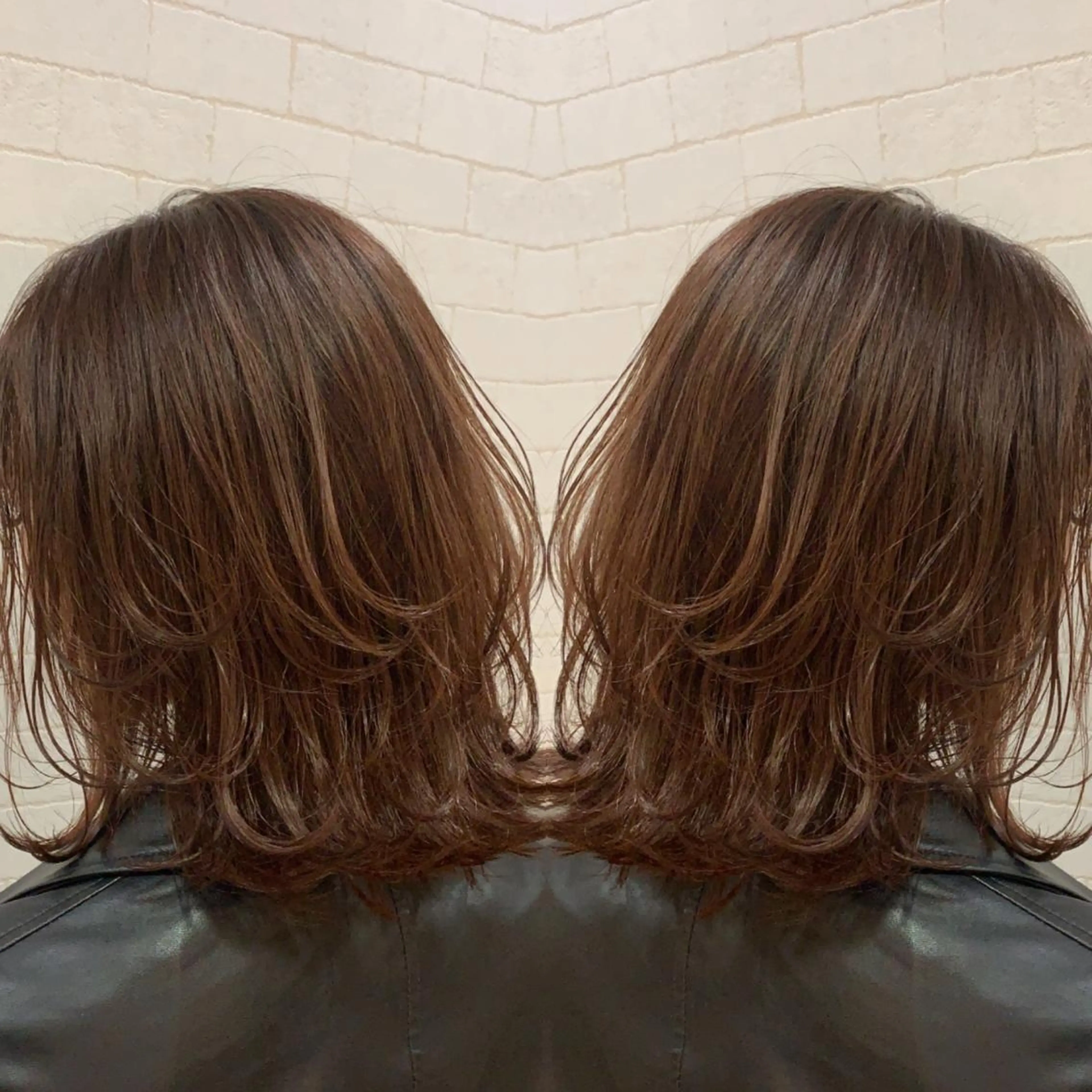 ミディアム レイヤーカット ウルフカット ウルフレイヤー カット ヘアカラー トリートメント 【White京橋】 岸　拓斗のヘアスタイル