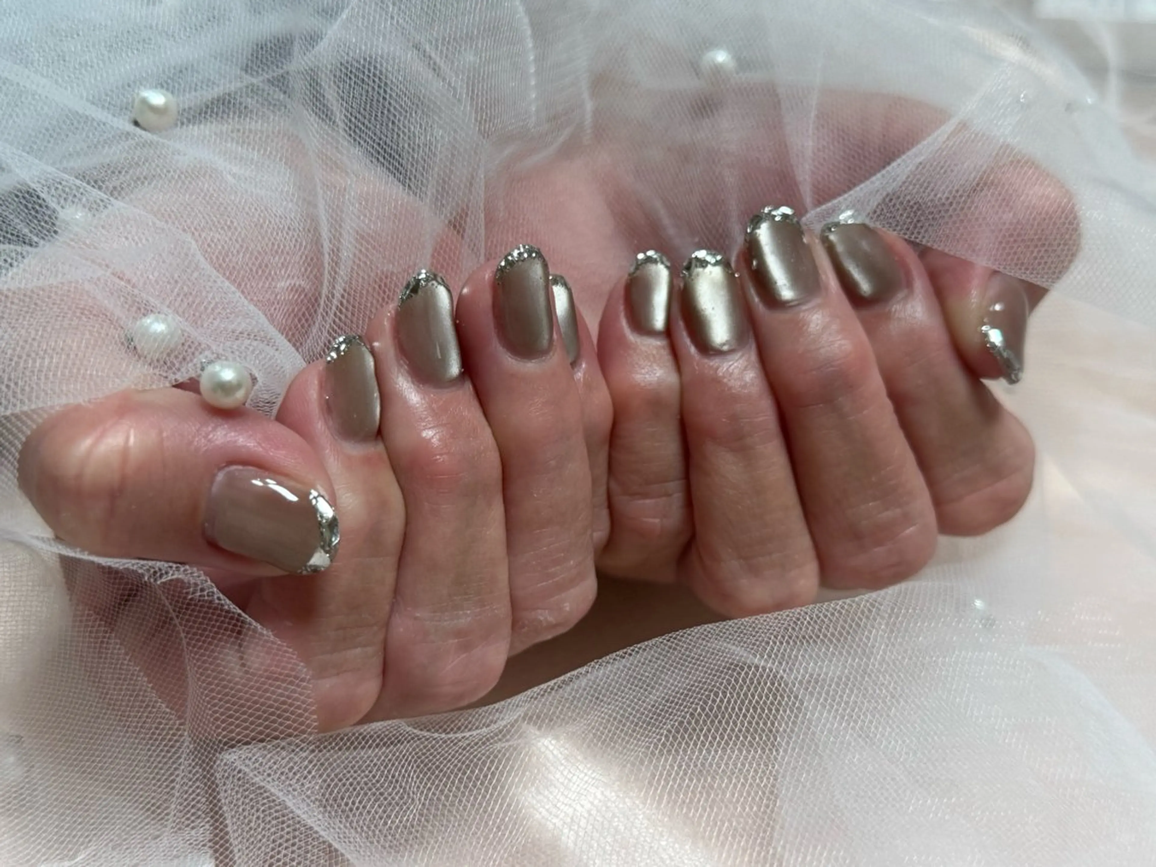 ネイル カジュアル フレンチネイル ガラスフレンチ PICA Milkyのネイルデザイン